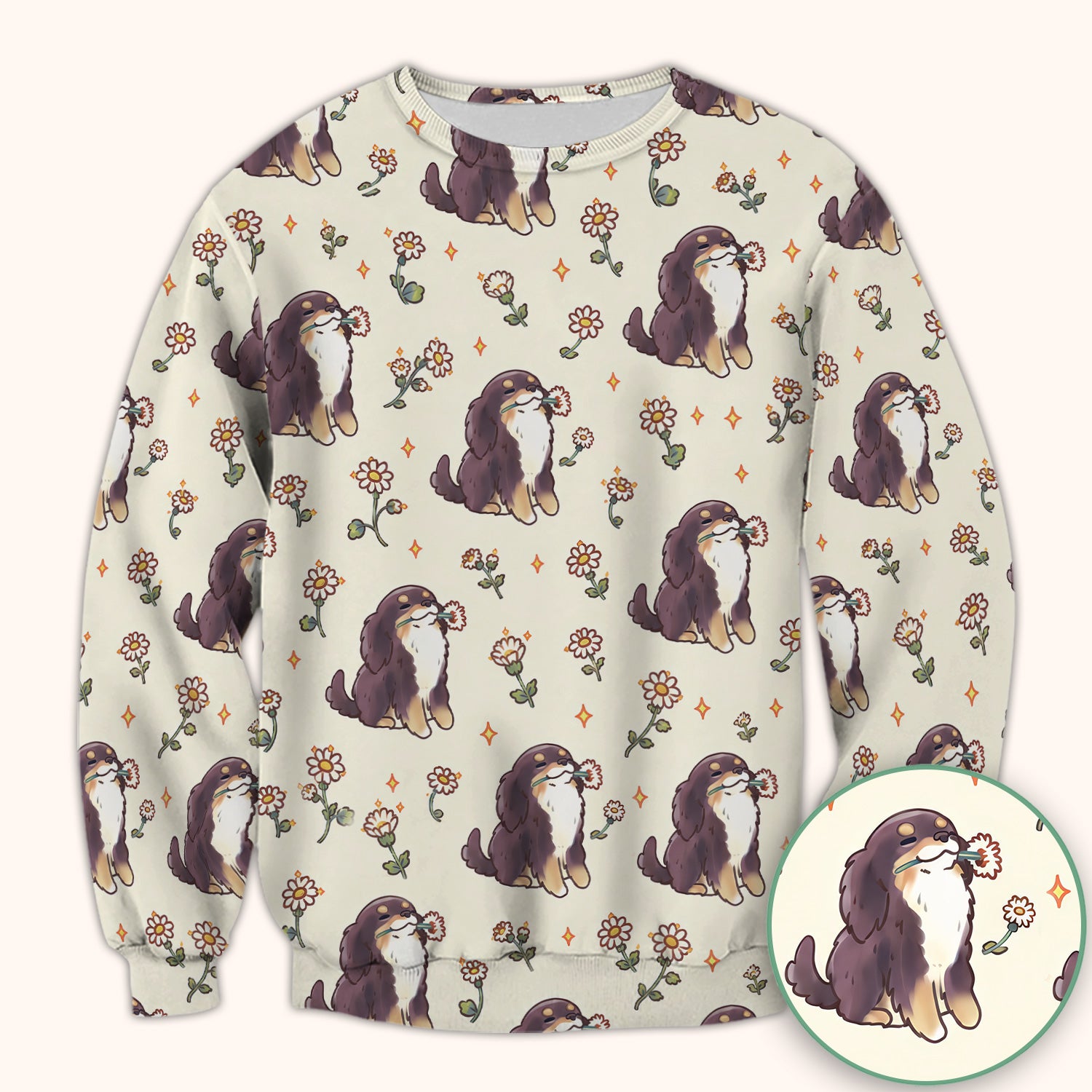 Cute Floral Otter Holding Daisy Pattern Scrub Top, Comfortable Scrubs for Nurses