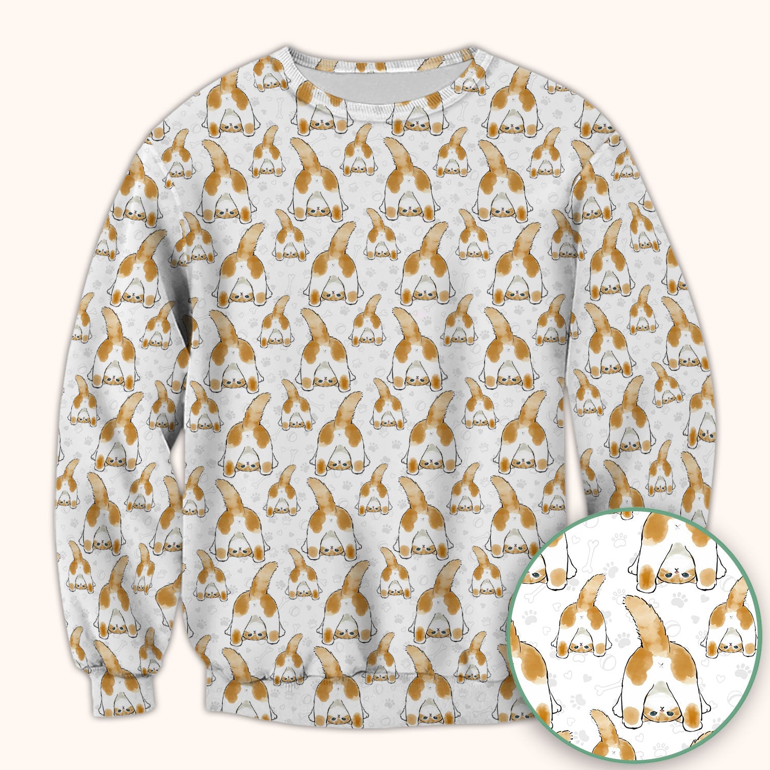 Cute Cat Butt Nurse Scrub Top, Cat Pattern Medical Shirt For Pet Lover, Breathable Fabrics Nursing Uniform