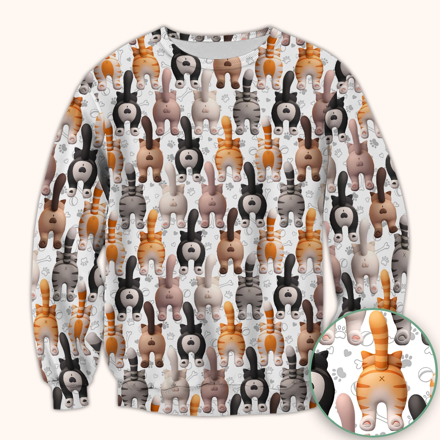 Funny Cat Butt Paw Print Pattern Scrub Top, Comfortable Scrubs for Nurses