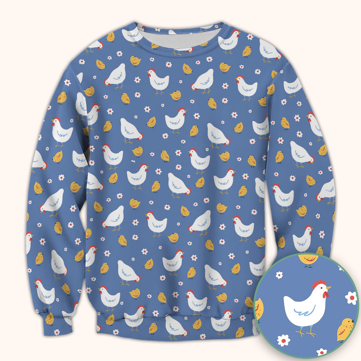 Chicken And Cute Chicks Pattern Scrubs Top, Comfortable Scrubs for Nurses