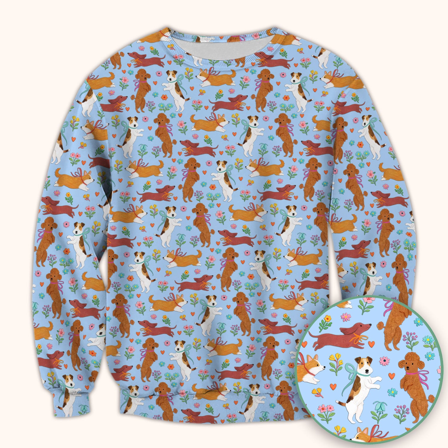 Cute Cartoon Dog Print Nurse Scrub Top, Comfortable Scrubs for Nurses