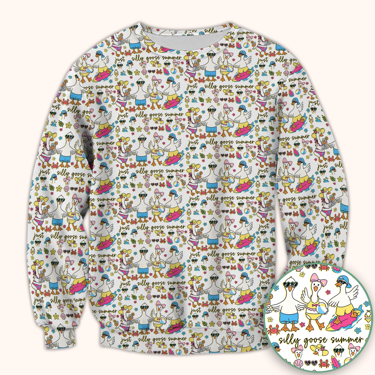 Silly Goose Summer Pattern Scrub Top, Breathable Fabrics Nursing Uniform