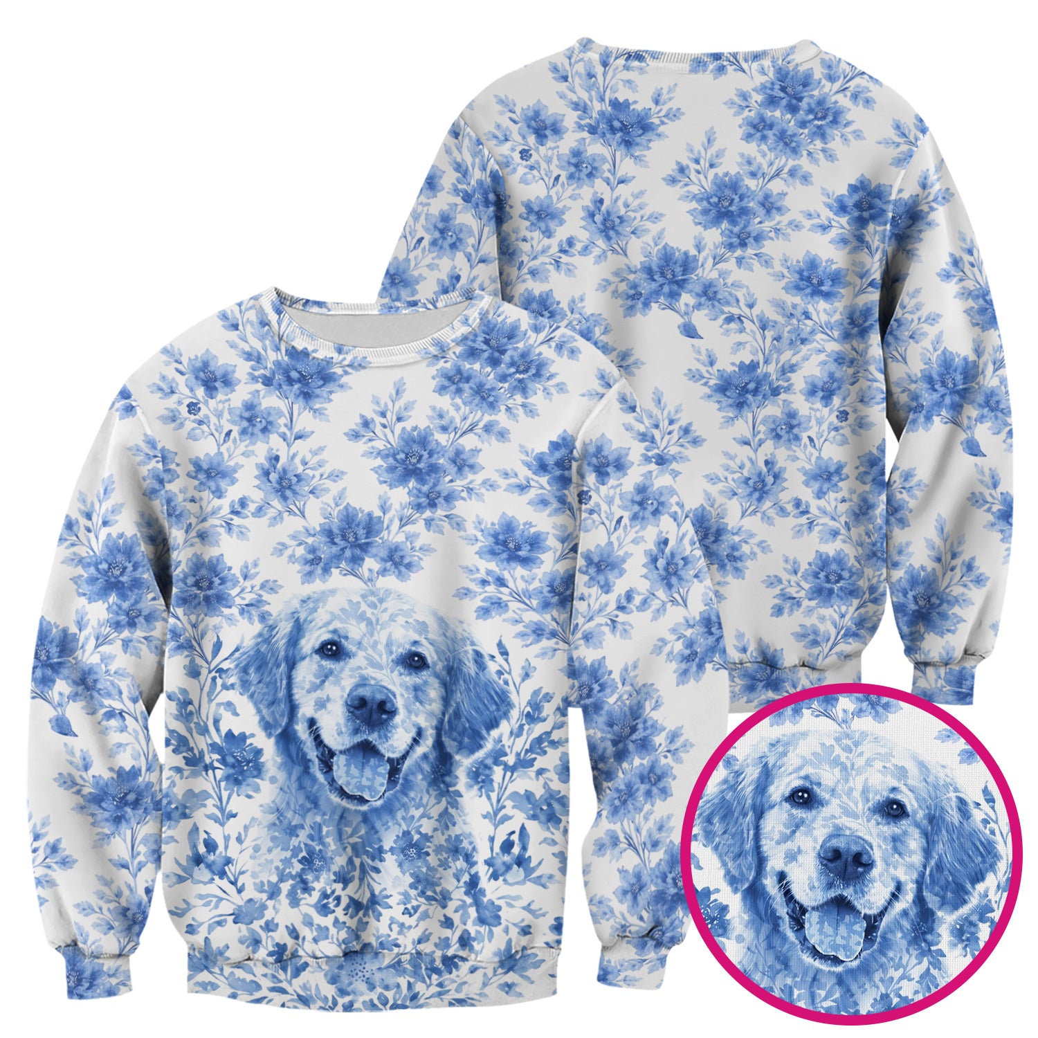 Personalized Pet Photo Floral Scrub Top, Breathable Fabrics Nursing Uniform