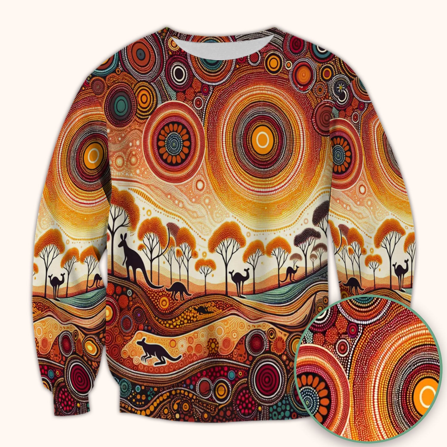 Aboriginal Kangaroo Art Nurse Scrub Top, Comfortable Scrubs for Nurses