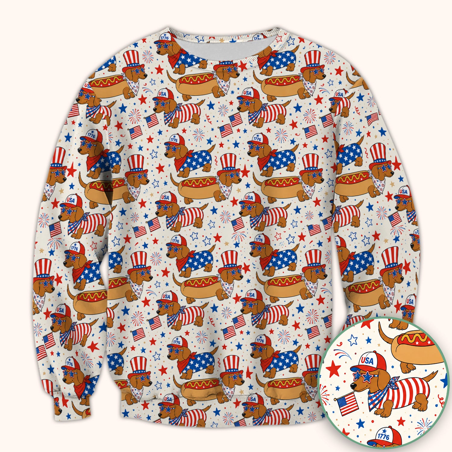 Patriotic Dachshund Fourth Of July Scrub Top, Comfortable Scrubs for Nurses