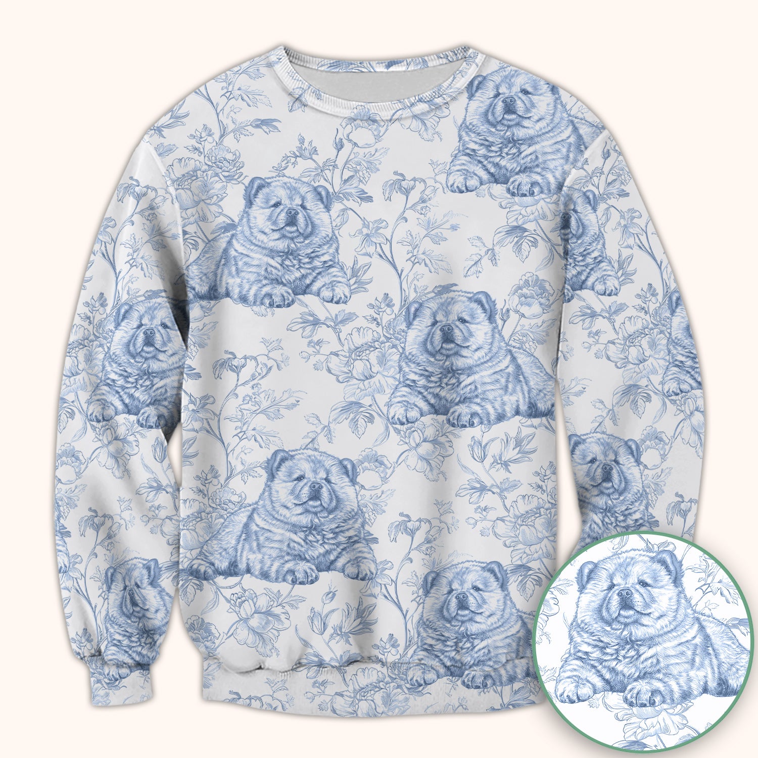 Custom Dog Cat Style Chinoiserie Pattern Scrubs Top, Comfortable Scrubs for Nurses