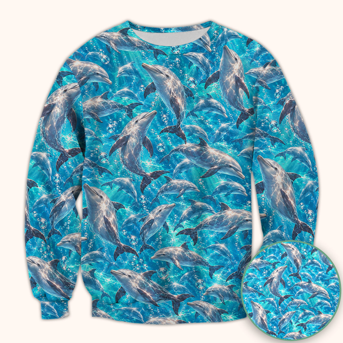Blue Ocean Dolphin Pattern Scrub Top, Comfortable Scrubs for Nurses