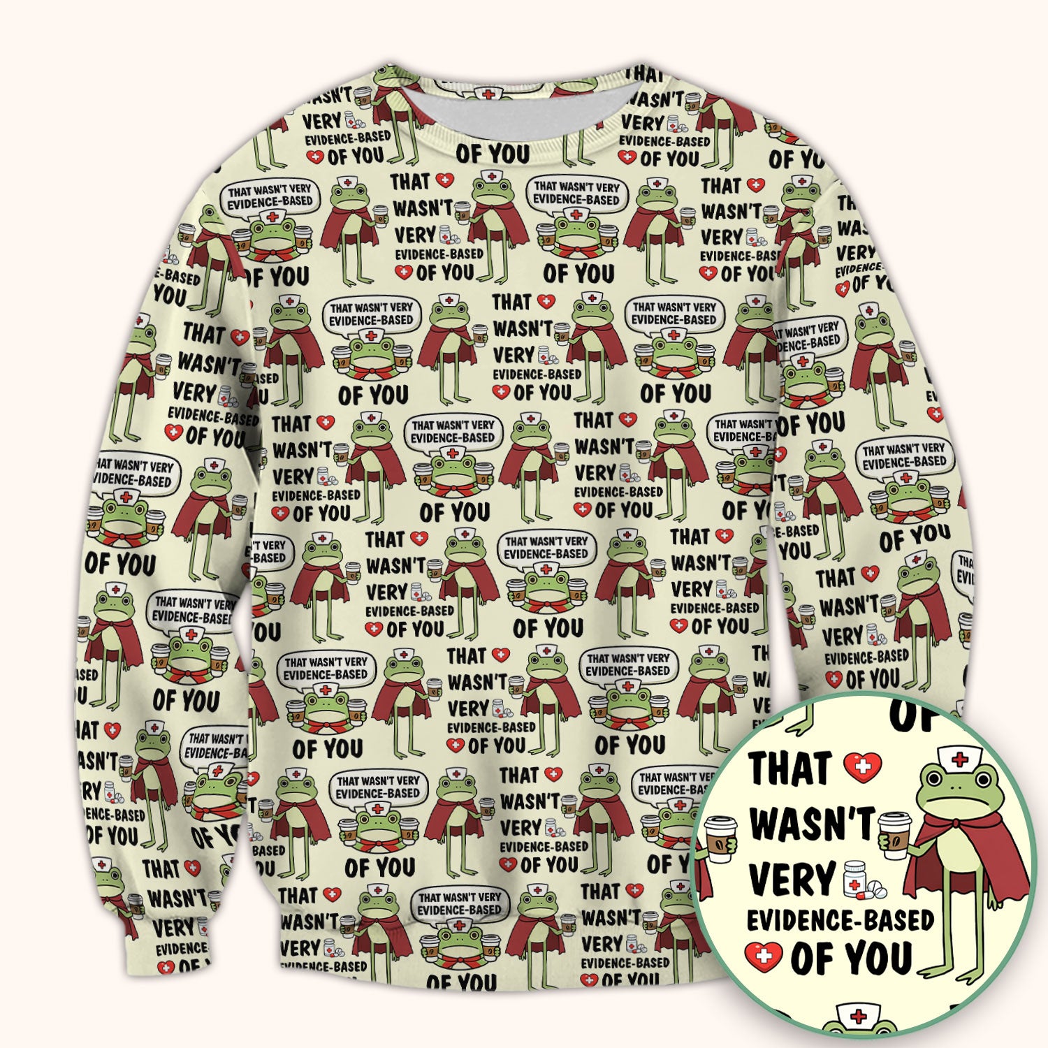 Funny Frog Nurse Quote Medical Pattern Scrub Top, Breathable Fabrics Nursing Uniform