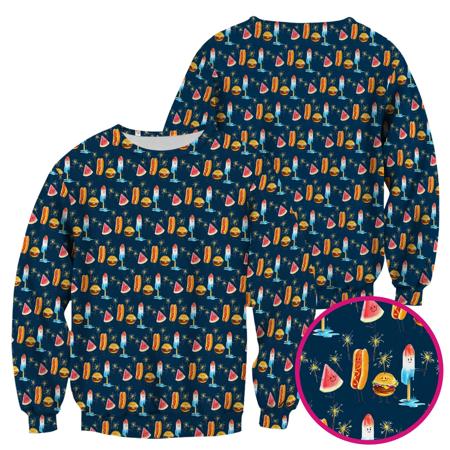 Funny Summer Food Icons Pattern Scrub Top, Comfortable Scrubs for Nurses