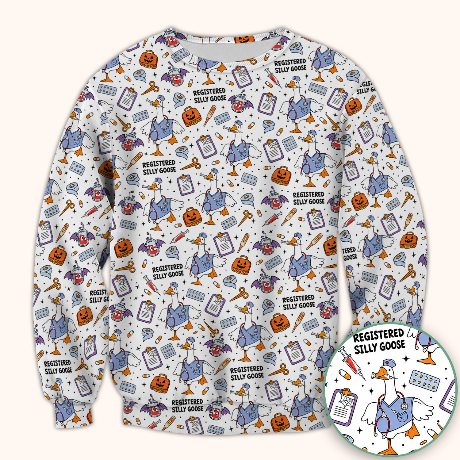 Funny Halloween Registered Silly Goose Scrub Top, Comfortable Scrubs for Nurses