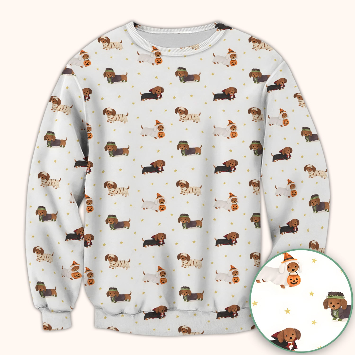 Halloween Dachshund Costumes Print Scrub Top, Comfortable Scrubs for Nurses