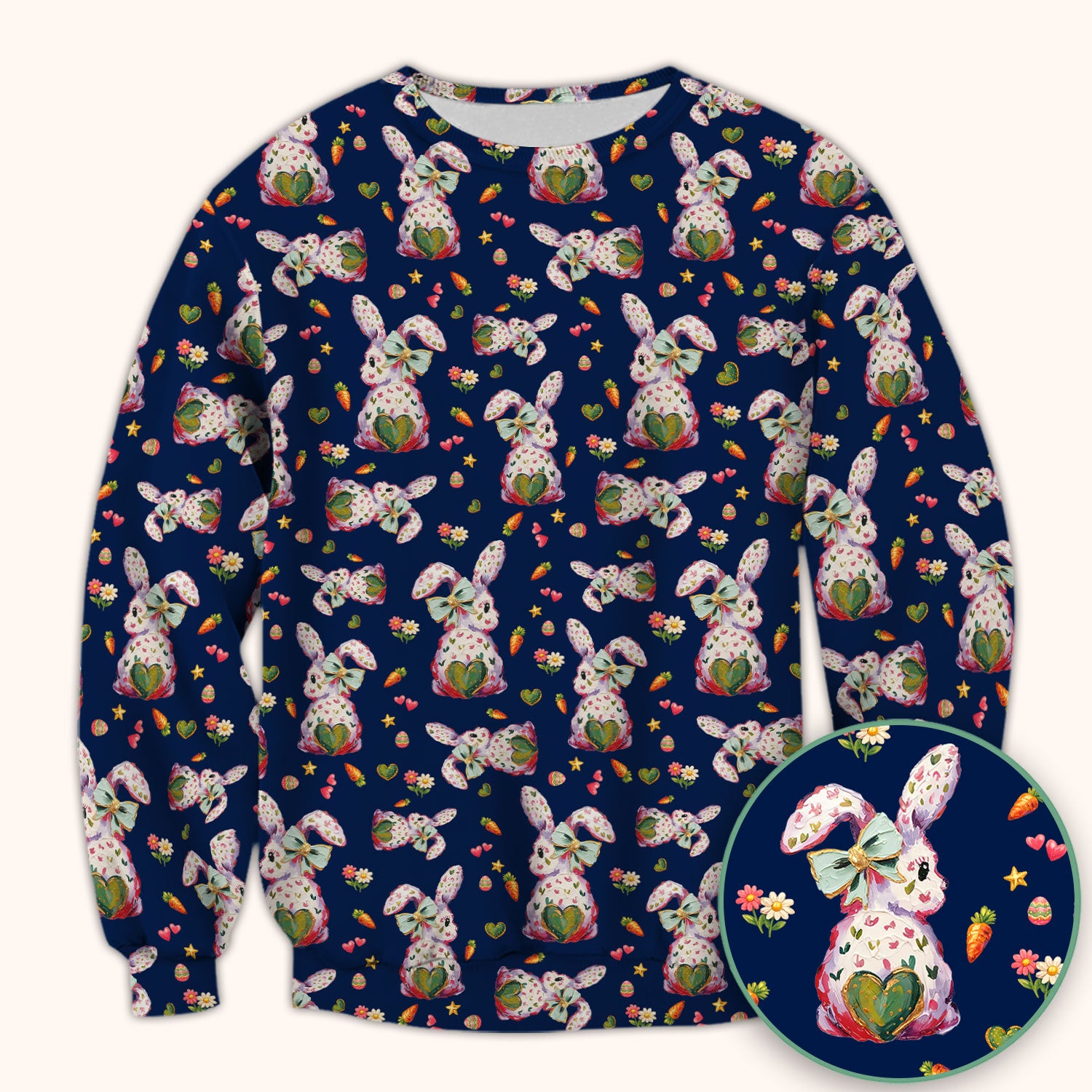 Cute Pastel Bunny Easter Pattern Scrub Top, Comfortable Scrubs for Nurses