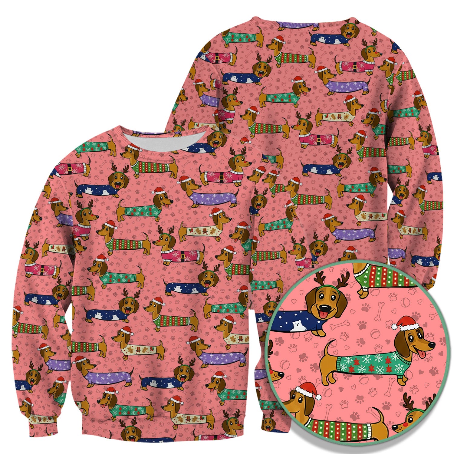 Christmas Dachshund Scrub Top for Women - Cute Dog Nursing Uniform with Pockets - Holiday Reindeer Wiener Dog Shirt - Funny Vet Tech Workwear