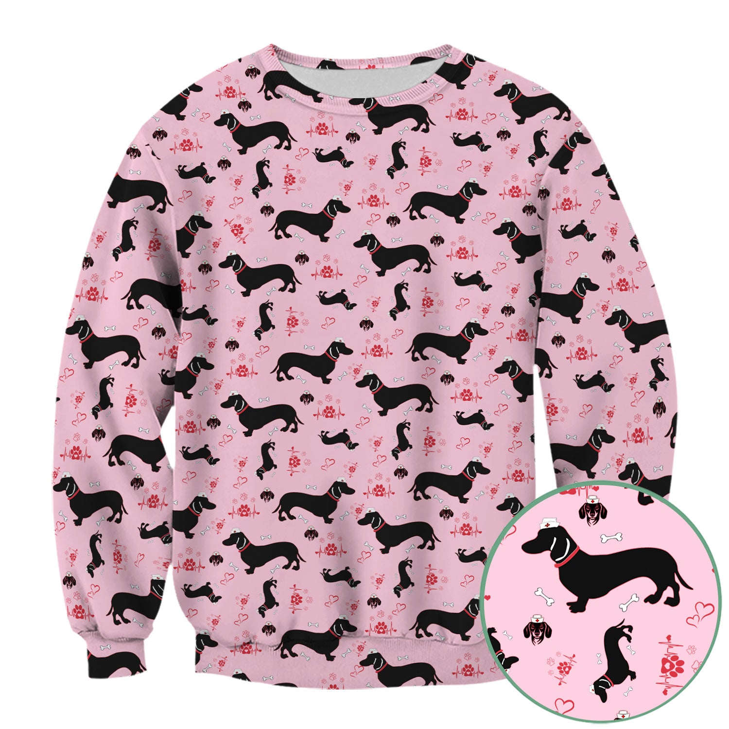 Dachshund Scrub Top - Cute Dog Print Scrubs for Women, Men Multi Color - Animal Scrub Shirt Gift for Nurse, CNA, RN, Doctor