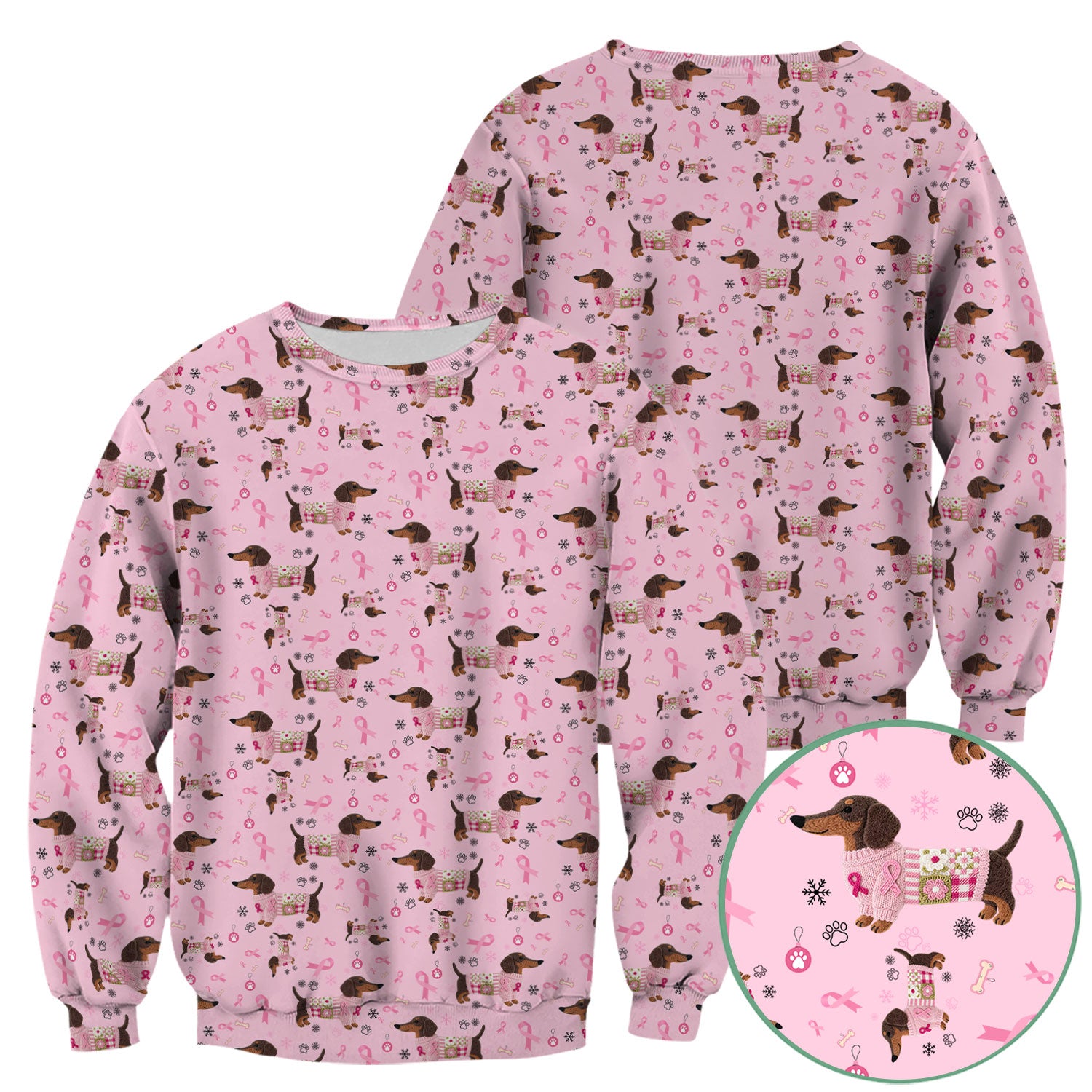 Pink Dachshund Breast Cancer Awareness Scrub Top - Puppy Dog Ribbon Nurse Shirt - Wiener Support Fight Cancer Medical Uniform Gift