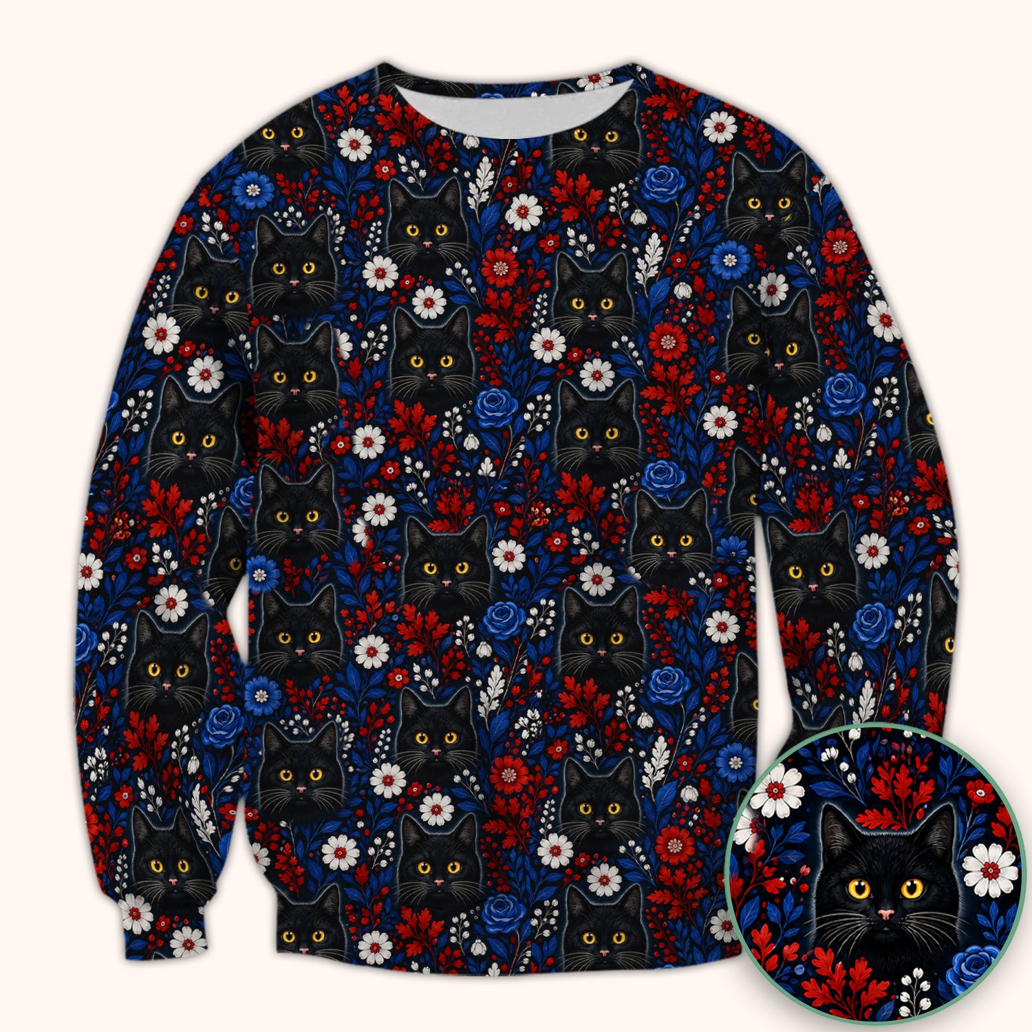 Black Cat Floral Nurse Scrub Top for RN, CNA, Veterinary Staff, Cat Lover Uniform