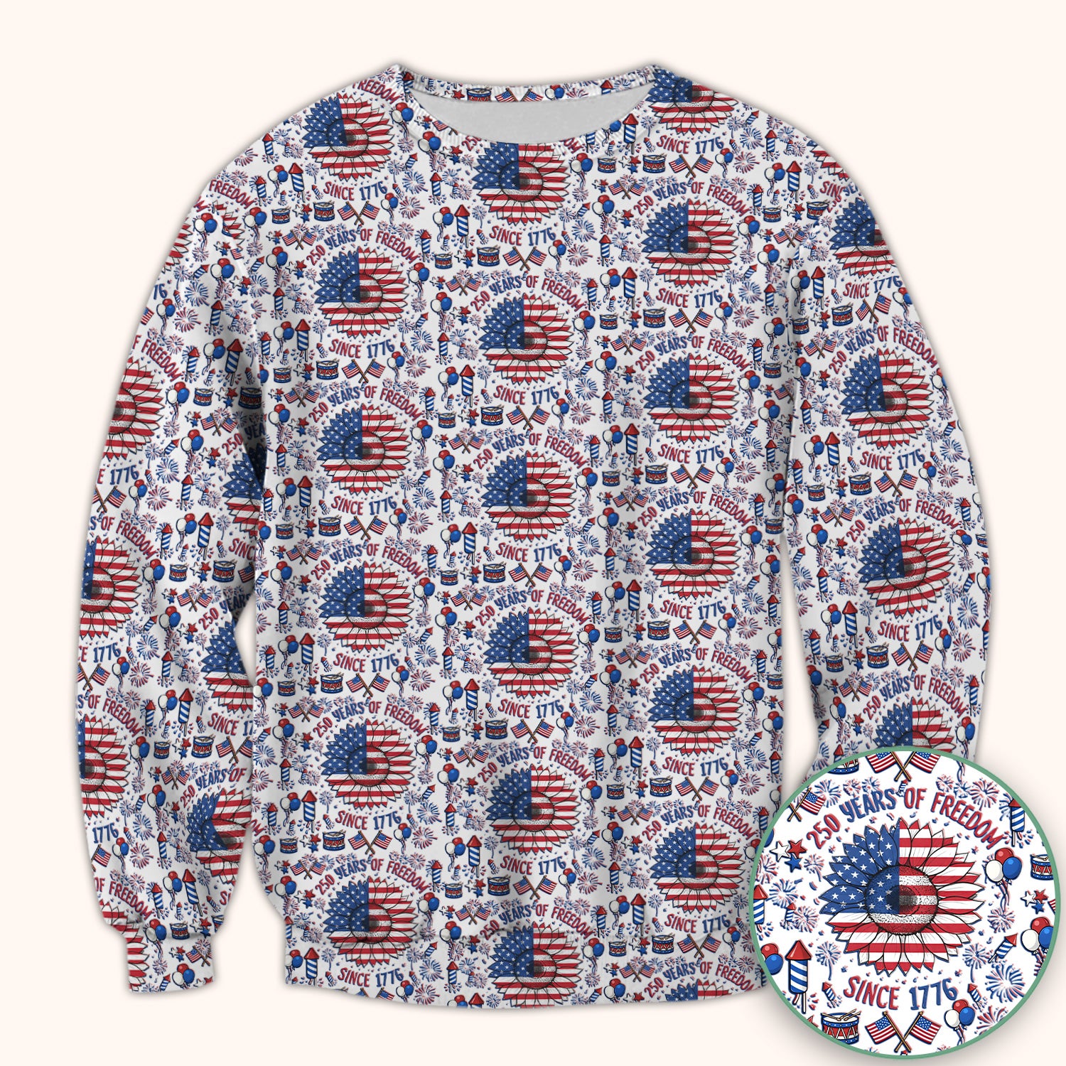 Festive Patriotic Sunflower American Flag Fireworks Pattern Scrub Top, Comfortable Scrubs for Nurses