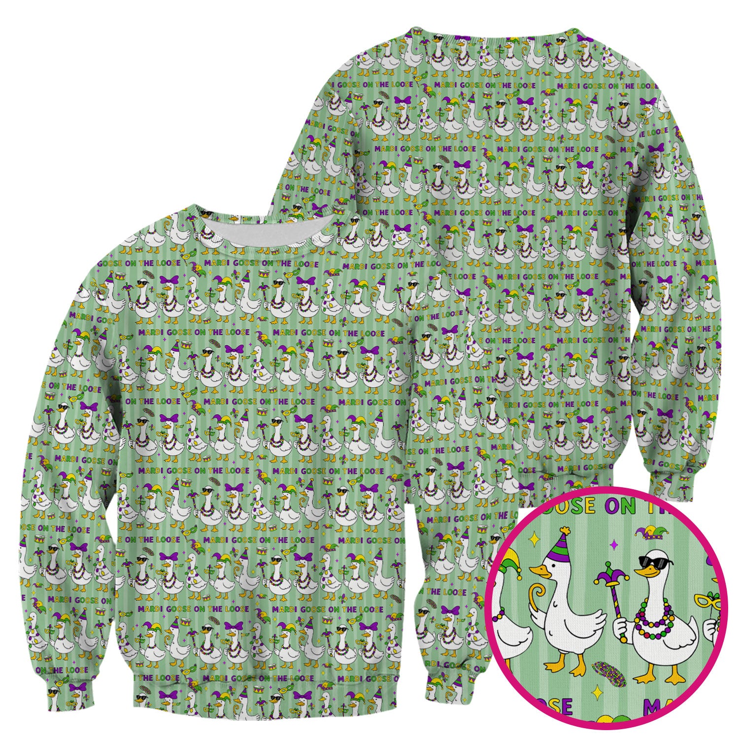 Mardi Gras Goose Nurse Scrub Top, Funny Carnival Medical Pattern Nurse Shirt, Breathable Fabrics Nursing Uniform