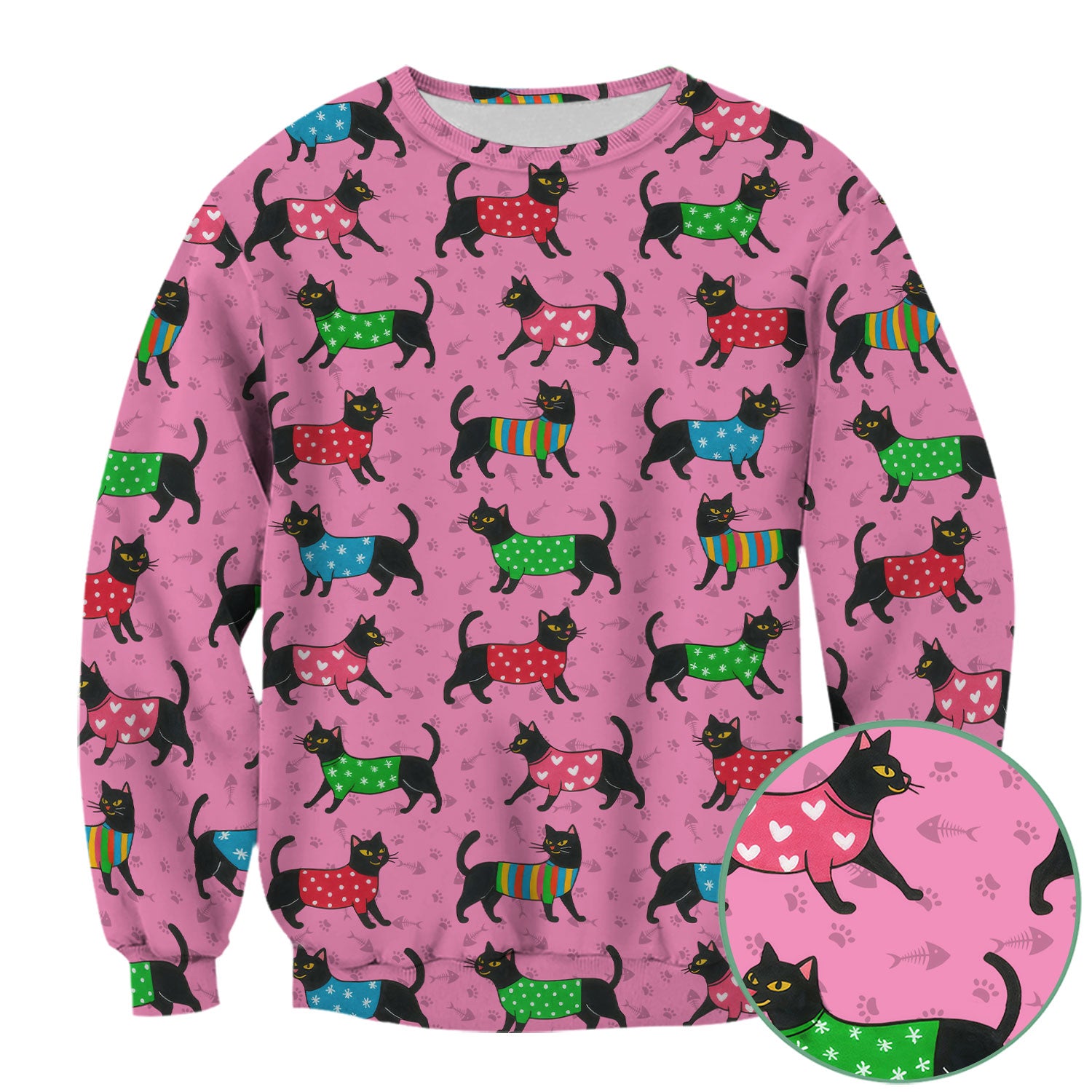 Cat Scrub Top for Women - Cute Black Cat Print Nurse Shirt - Colorful Kitty Medical Scrubs Gift for CNA RN Doctor