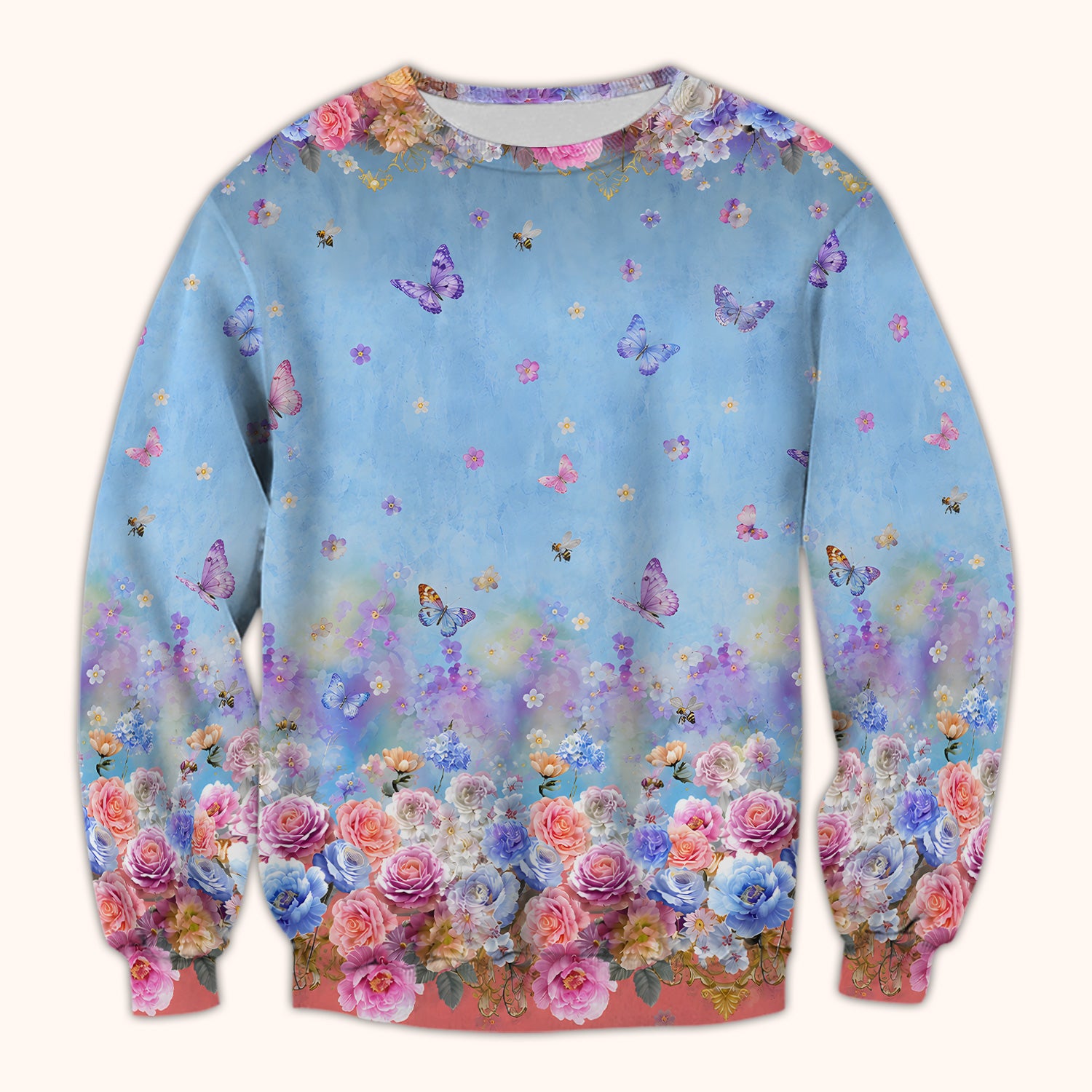 Pastel Flower Garden Print Scrub Top, Comfortable Scrubs for Nurses