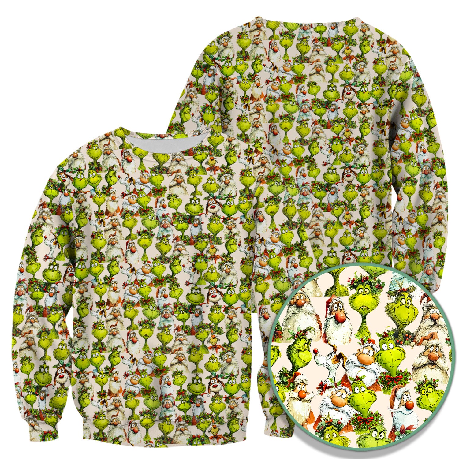 Funny Grinch Nurse Scrub Top Multi Color - Cartoon Characters Scrub Shirt - Cute Christmas Nursing Workwear with Pockets