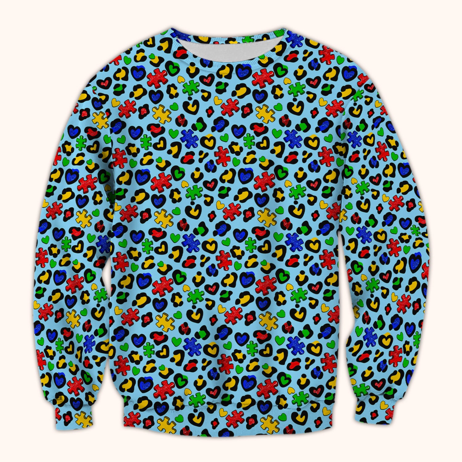 Puzzle Heart Awareness Print Scrub Top, Soft & Comfortable Scrubs for Nurses