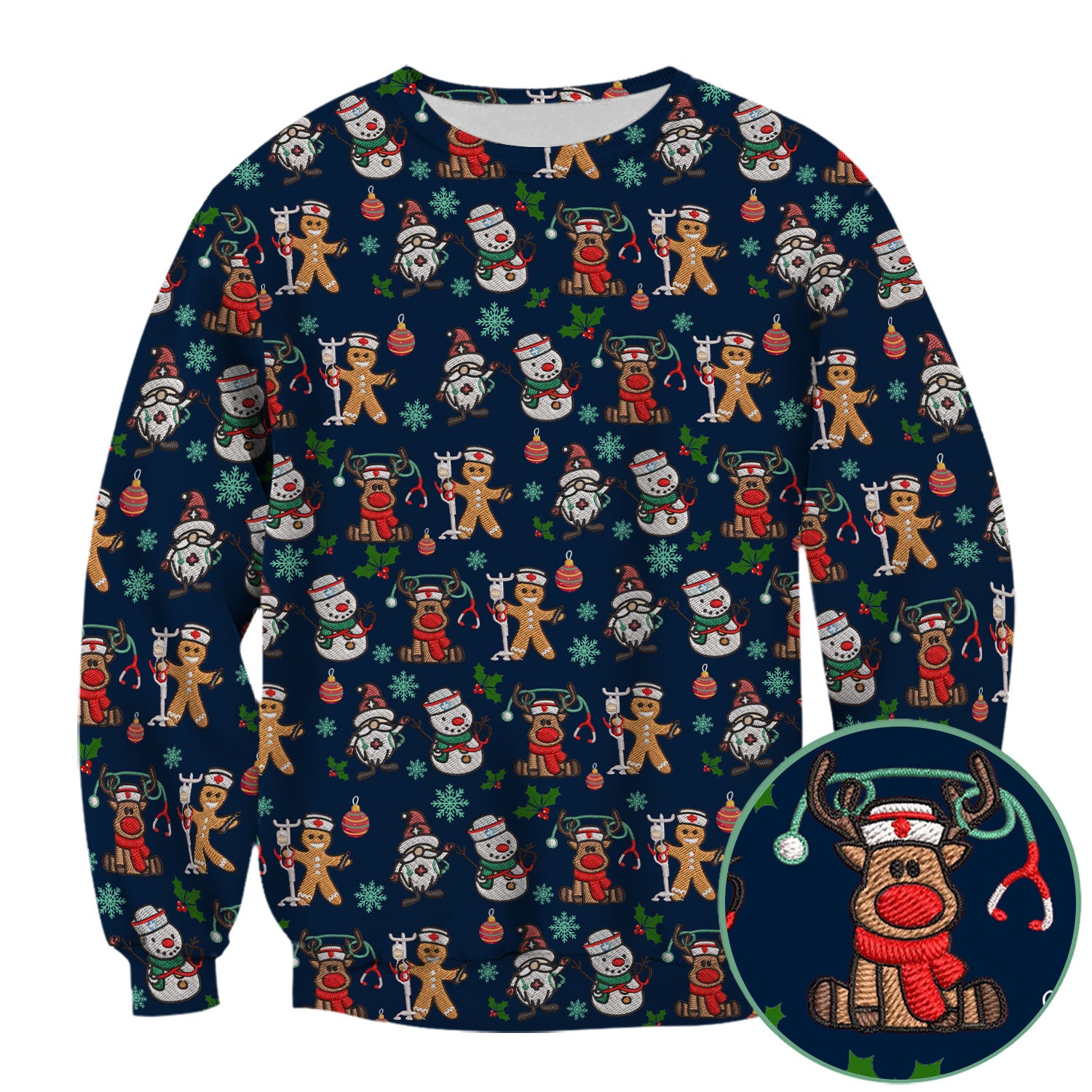 Reindeer Xmas Scrubs for Women - Gingerbread Cookies Shirts - Comfortable Scrubs for Nurses - Breathable Nursing Uniform
