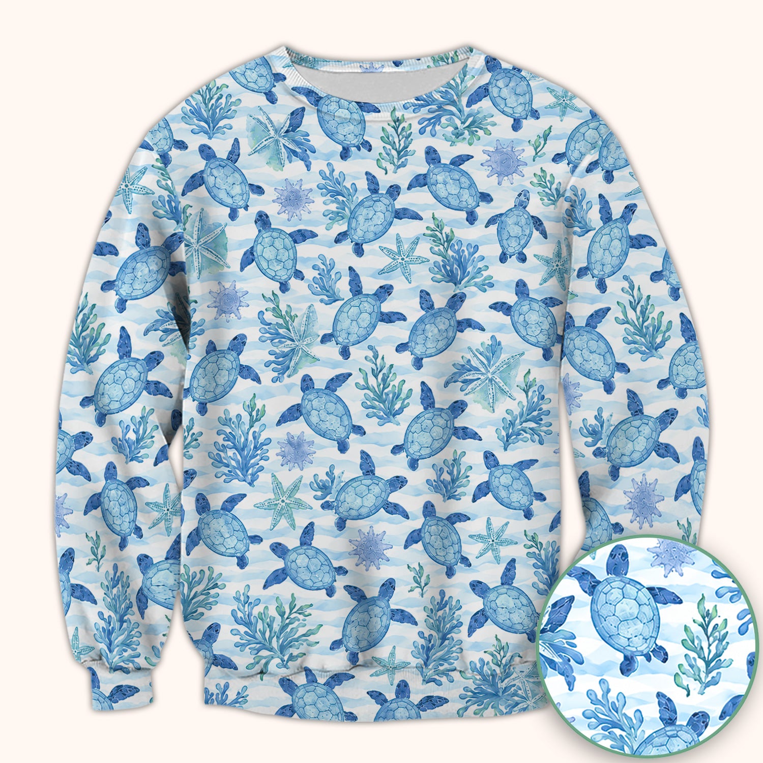 Cute Coastal Sea Turtle Coral Pattern Scrub Top, Comfortable Scrubs for Nurses