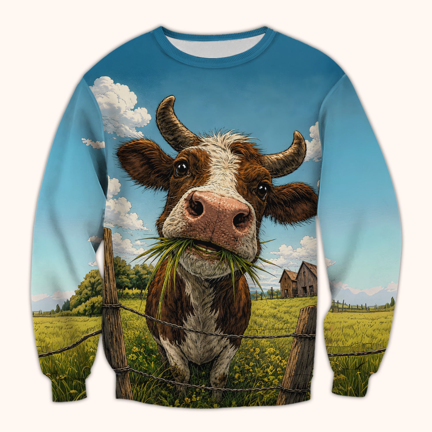 Curious Highland Cow Farm Scene Scrub Top, Comfortable Scrubs for Nurses