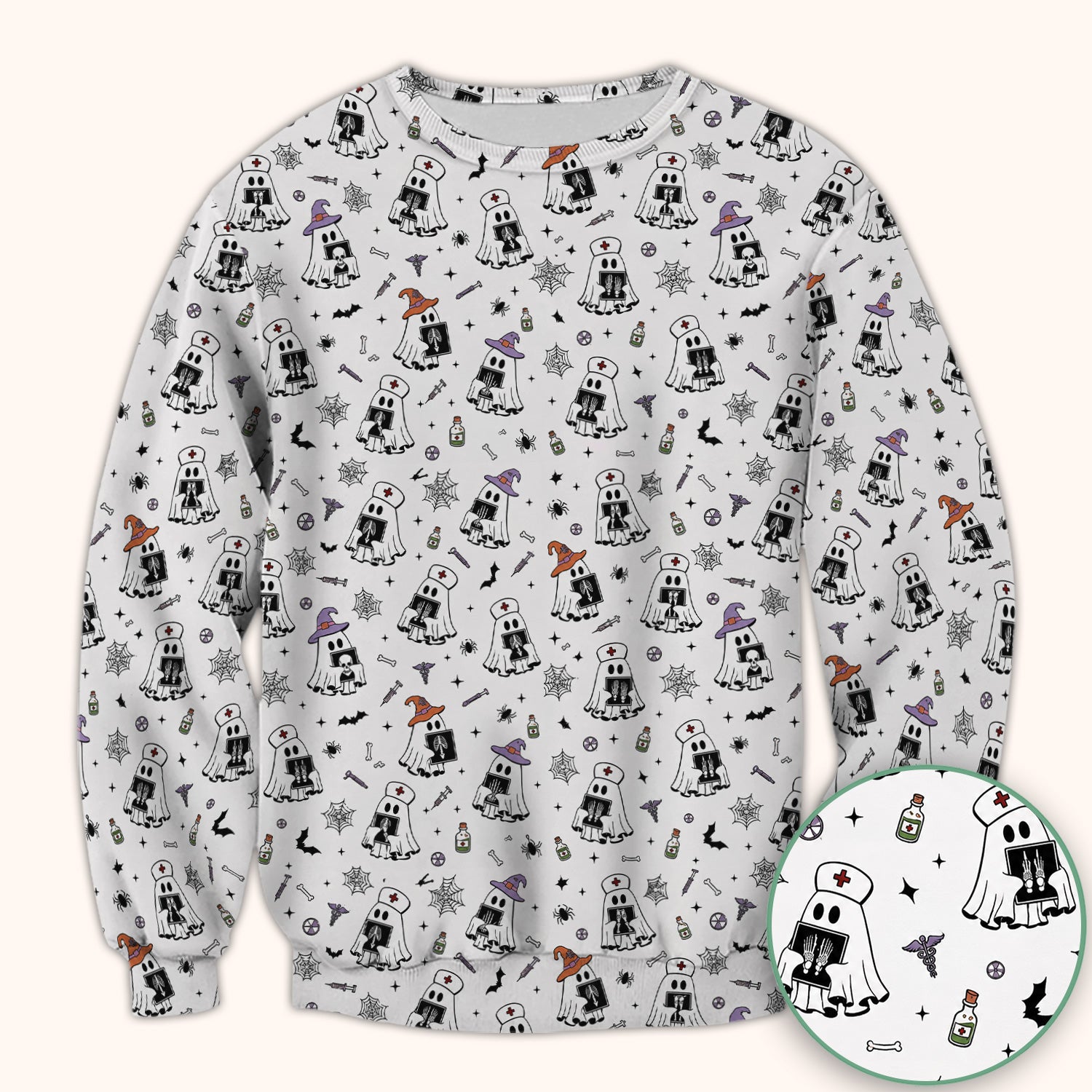 Halloween Ghost Nurses With X-Rays Scrub Top, Comfortable Scrubs for Nurses
