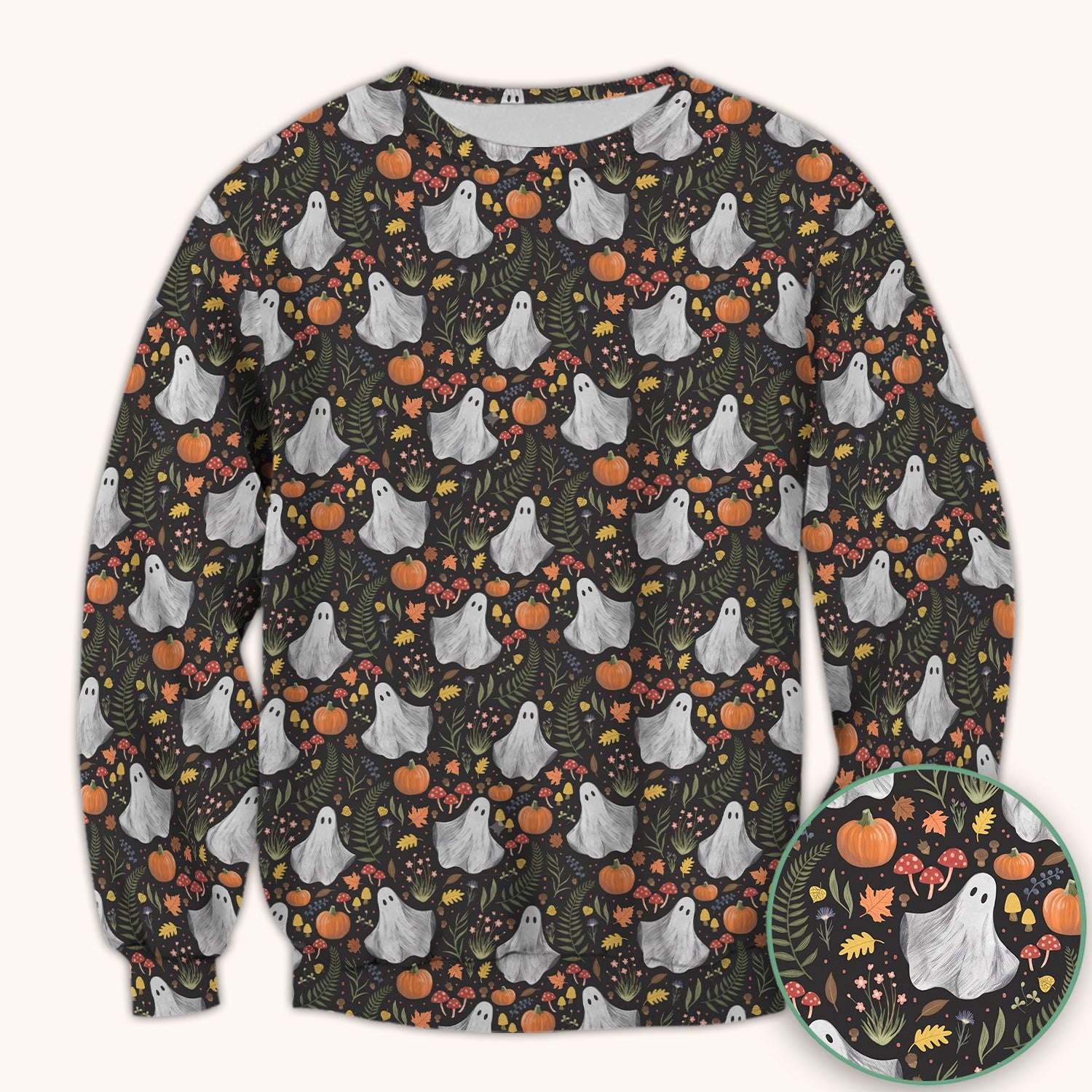 Pumpkin Woodland Pattern Scrub Top, Comfortable Scrubs for Nurses