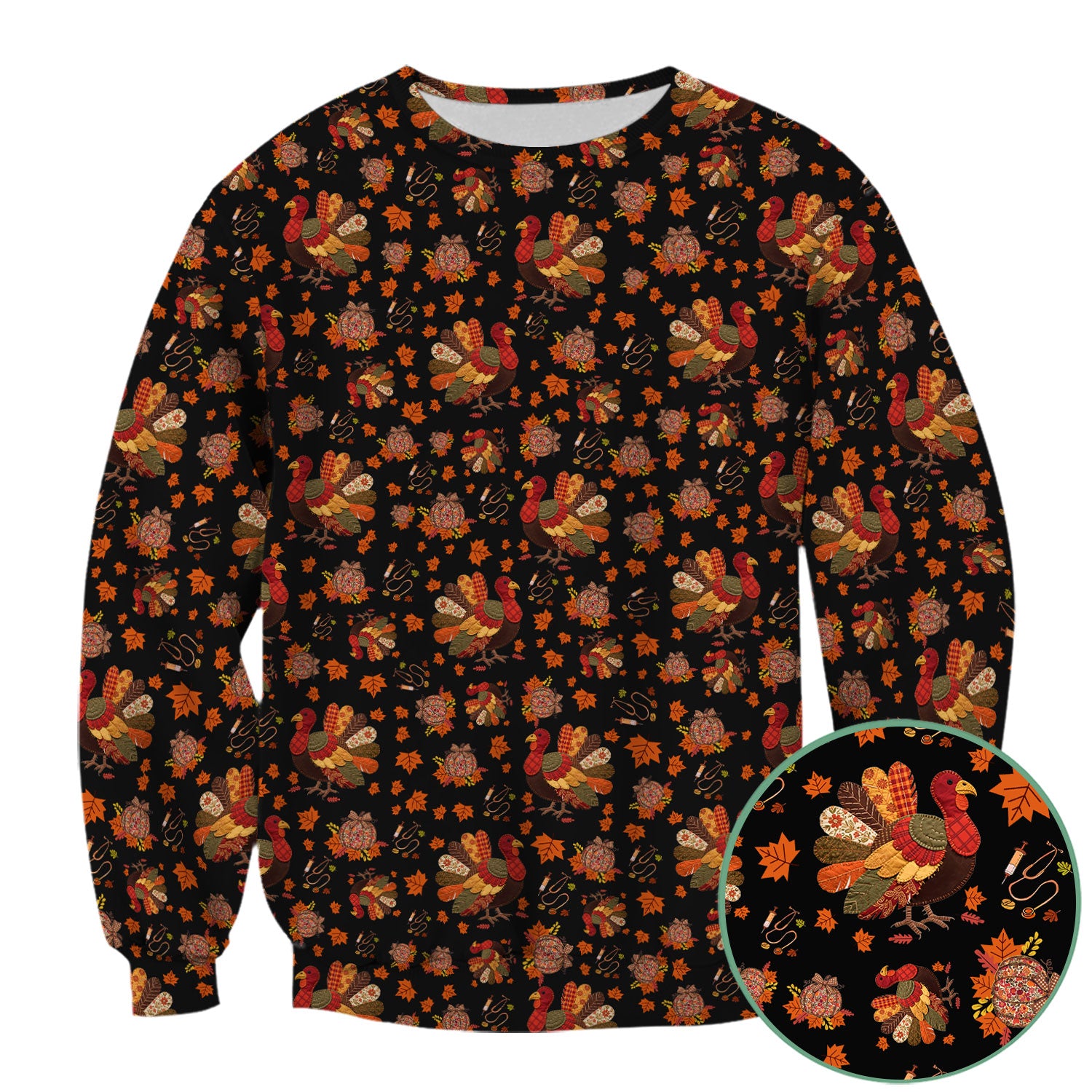 Fall Leaves Thanksgiving Scrubs for Nurses - Comfortable Scrub Tops - Turkey Nursing Uniform Gift for Women