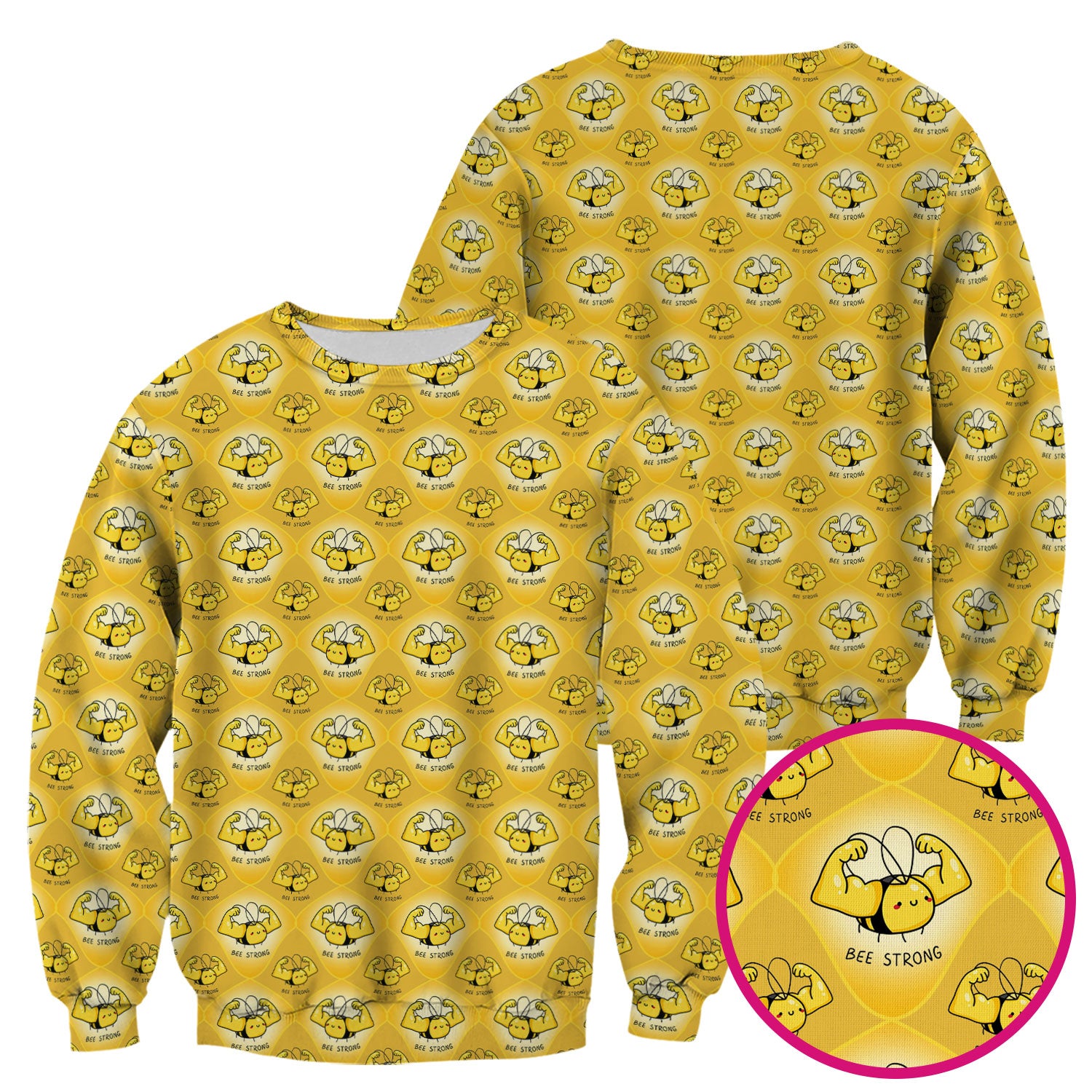 Bee Strong Honey Bee Pattern Scrub Top, Comfortable Scrubs for Nurses