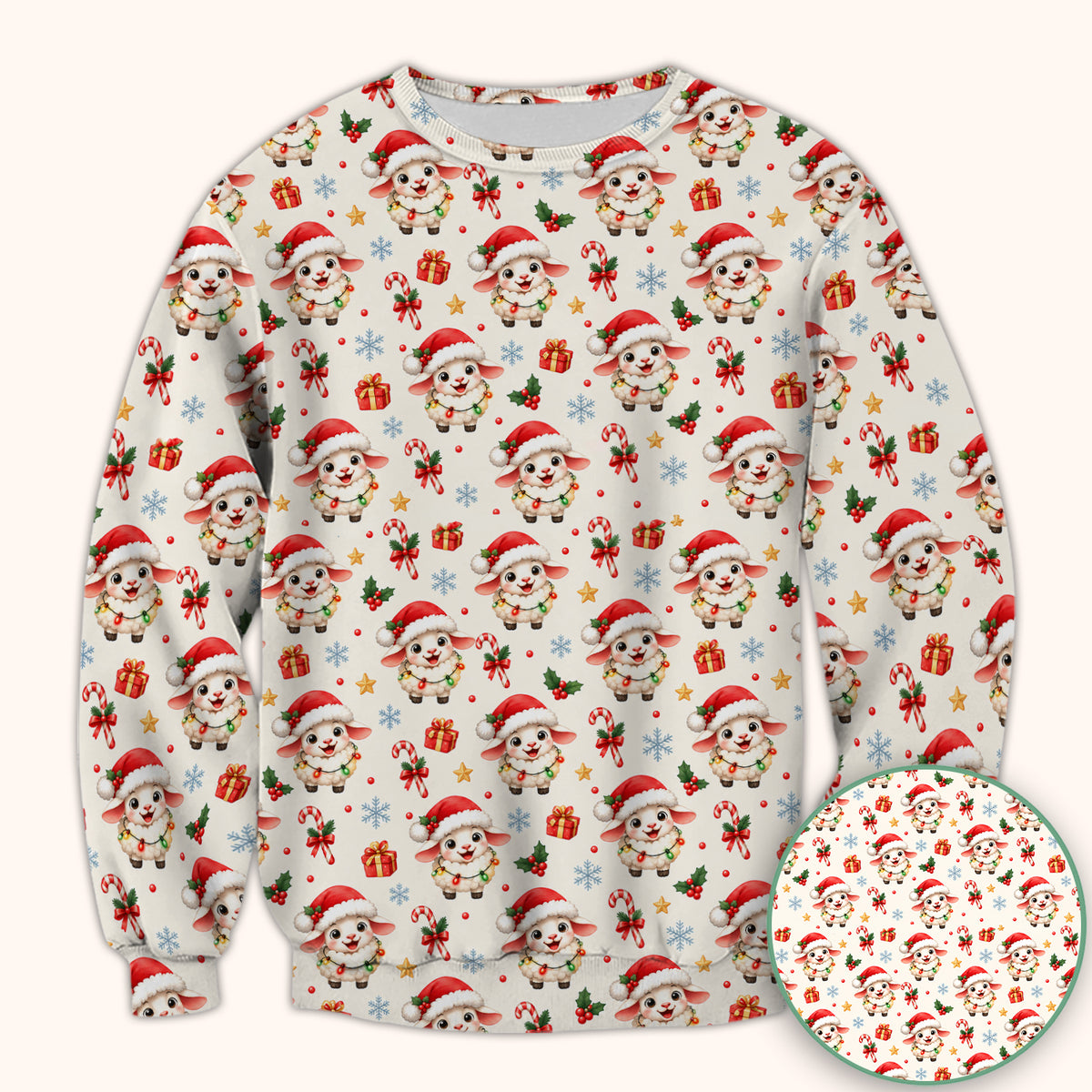 Christmas Lamb With Lights Scrub Top, Comfortable Scrubs for Nurses