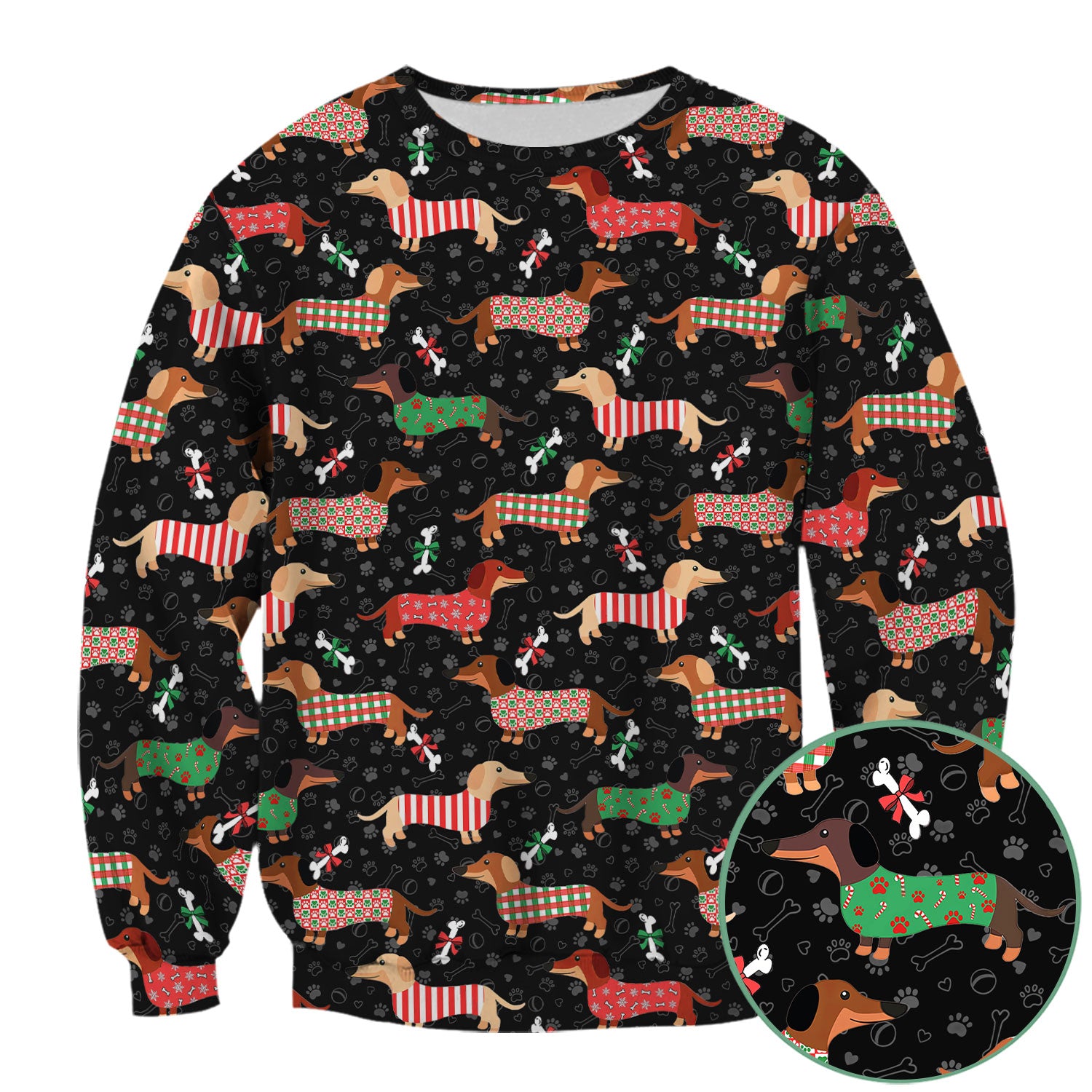 Christmas Dachshund Scrub Top for Women - Cute Sausage Dog Paw Print Nursing Uniform Holiday Shirt - Funny Xmas Medical Gift
