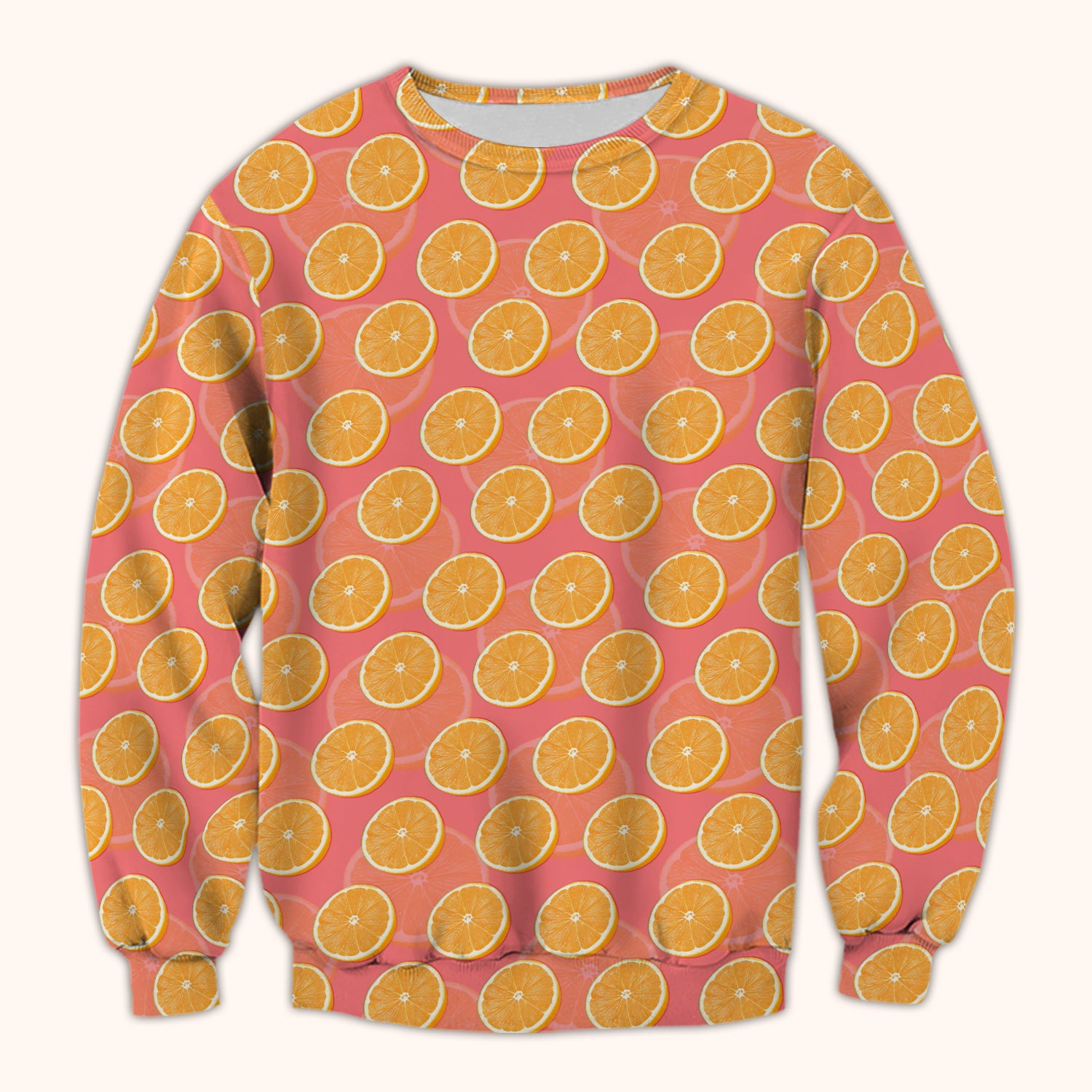 Fresh Orange Slice Pattern Scrub Top, Comfortable Scrubs For Nurses