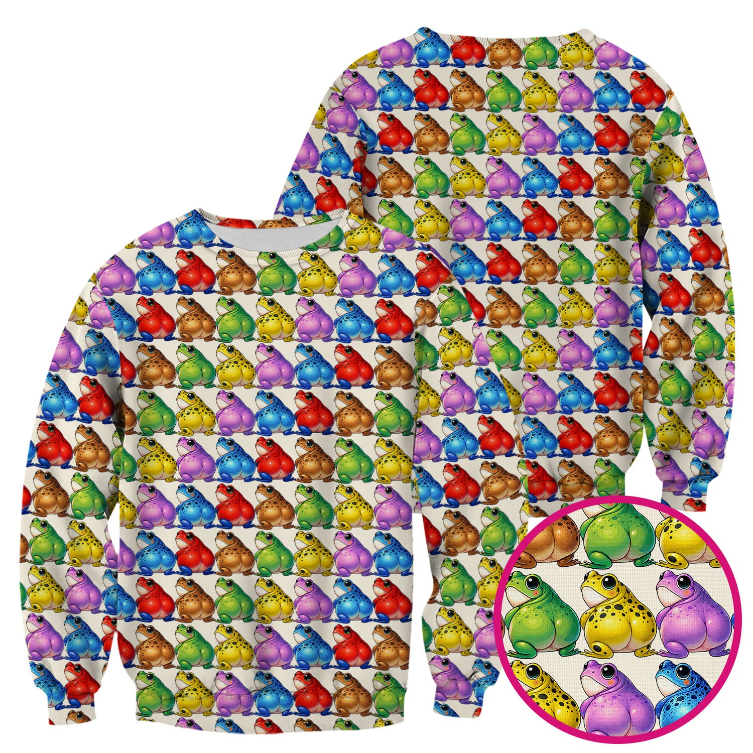 Funny Colorful Frogs Pattern Scrubs Top, Comfortable Scrubs for Nurses