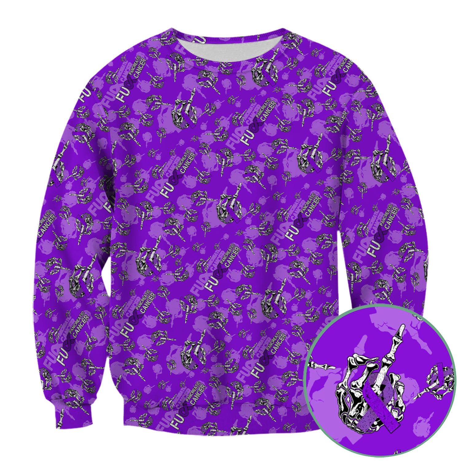 Pancreatic Cancer Awareness Scrub Top - Fuck Cancer Purple Ribbon Nurse Shirt - Strong Gift Idea for Survivors, Fighters & Supporters