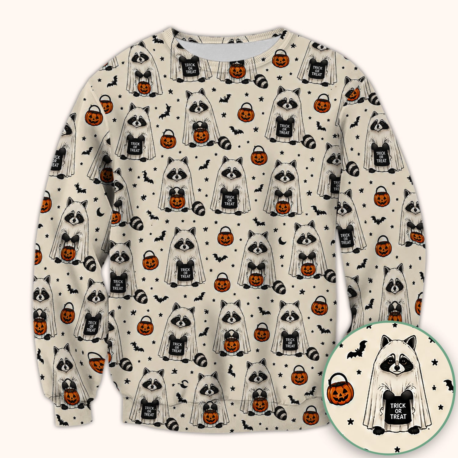 Cute Halloween Ghost Raccoon Scrub Top, Comfortable Scrubs for Nurses