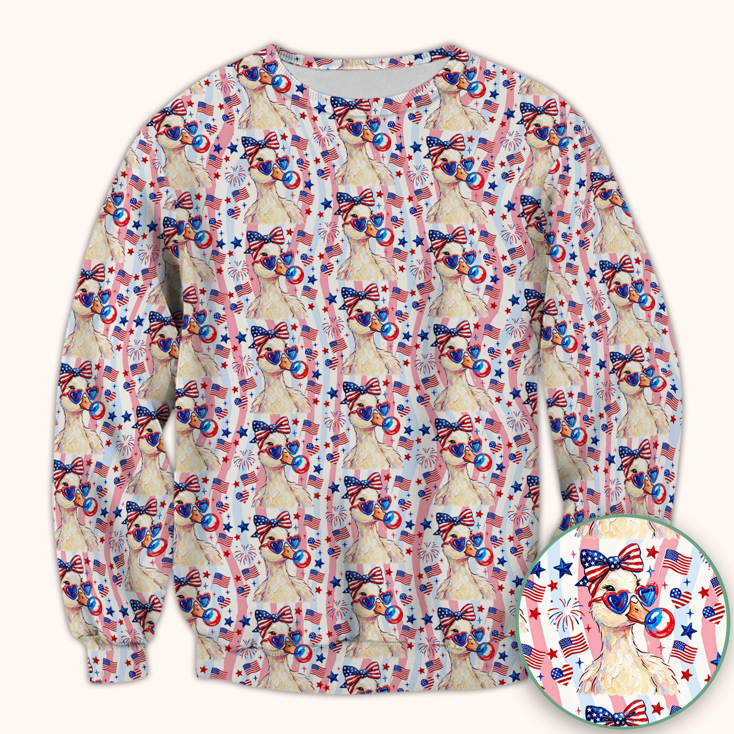 Cute Patriotic Goose Nurse Pattern Scrub Top, Comfortable Scrubs for Nurses