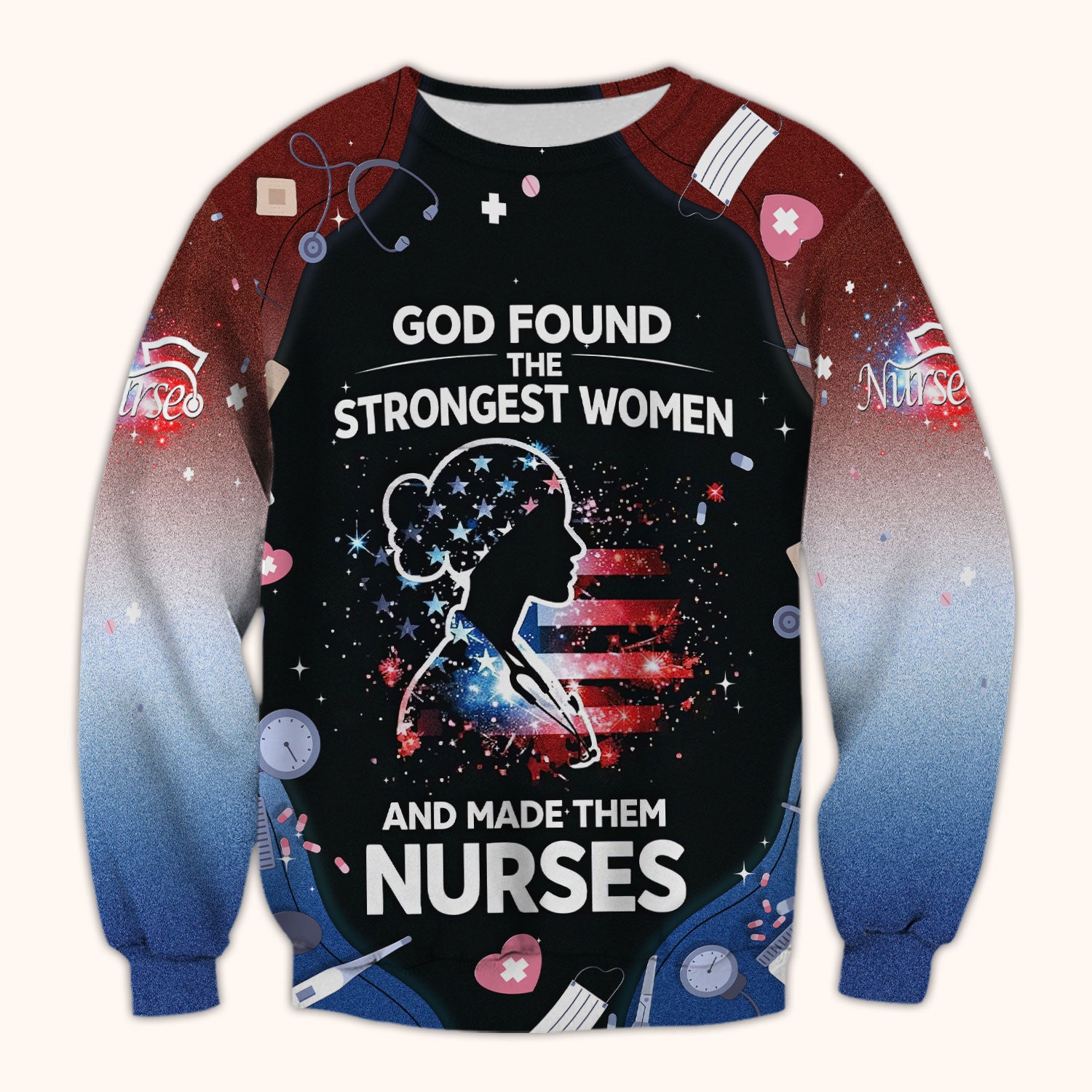 God Found the Strongest Women Nurse Scrub Top, Breathable Fabrics Nursing Uniform