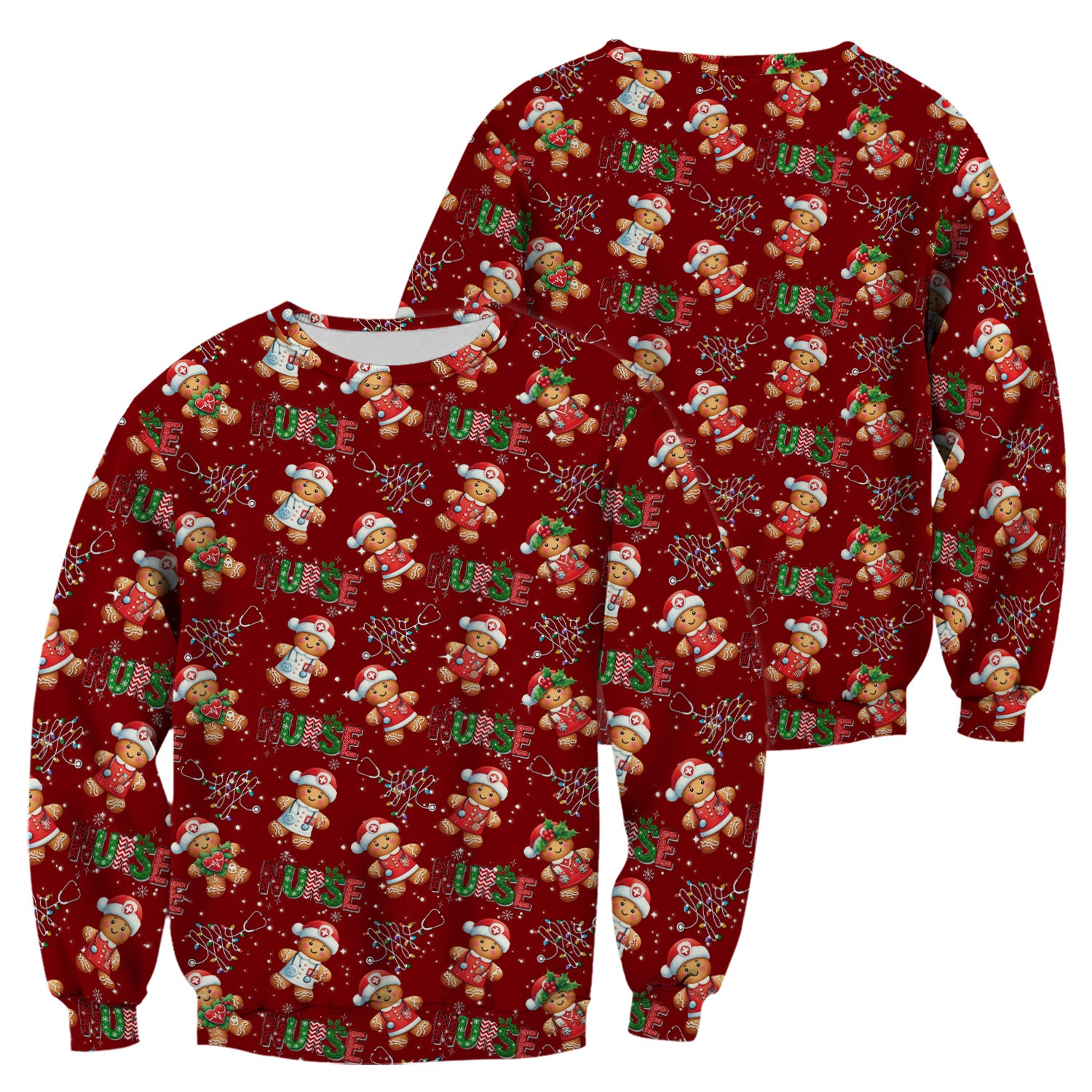 Christmas Nurse Scrub Top - Funny Gingerbread Holiday Medical Uniform - Gift for Nurse RN CNA LPN