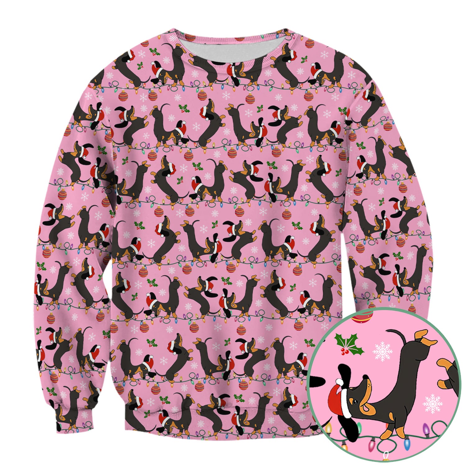 Christmas Dachshund Scrub Top - Cute Wiener Dog Holiday Nurse Shirt for Women - Festive Medical Uniform for RN CNA LPN