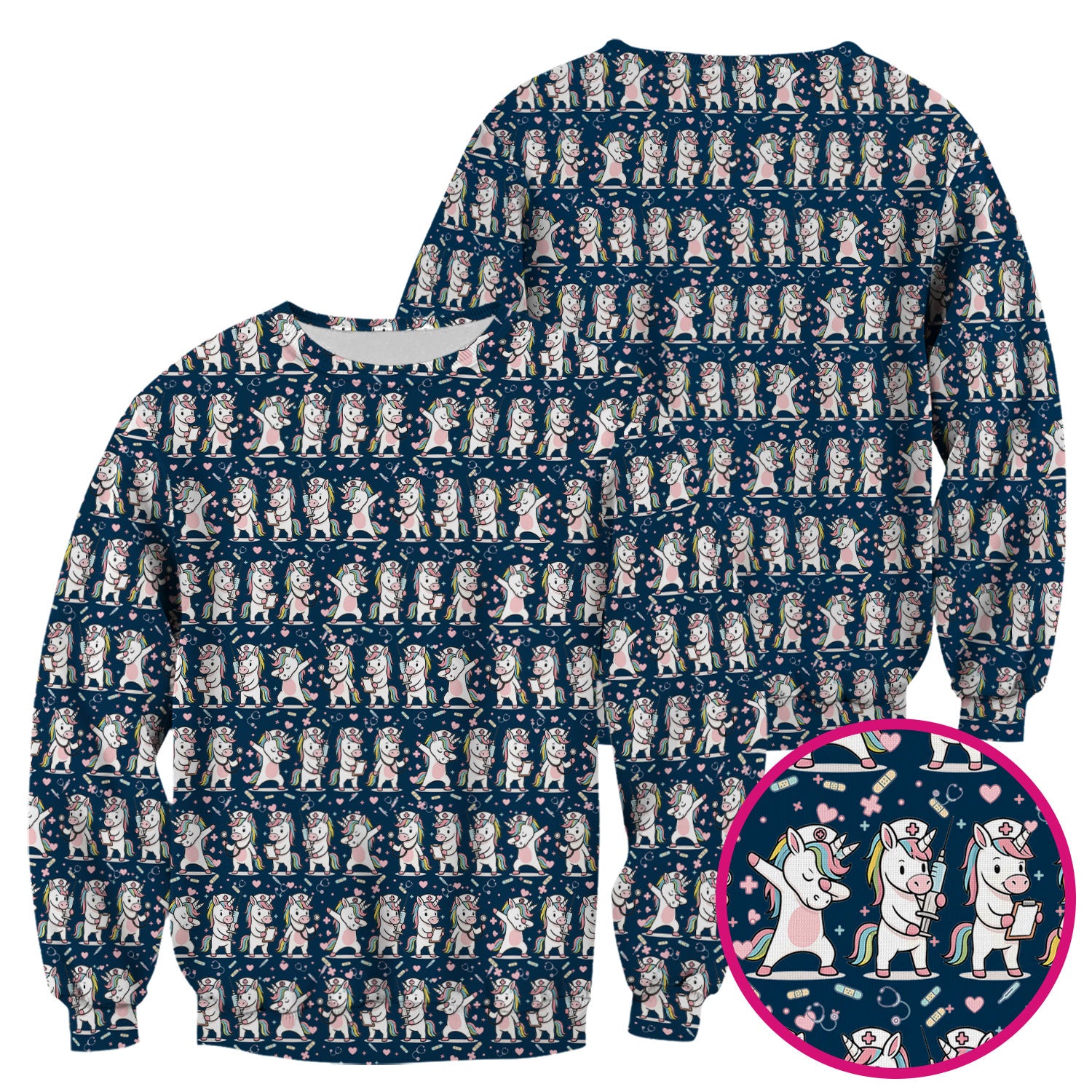 Cute Unicorn Nurse Scrub Top, Playful Medical Cartoon Nursing Shirt, Breathable Fabrics Nurse Uniform