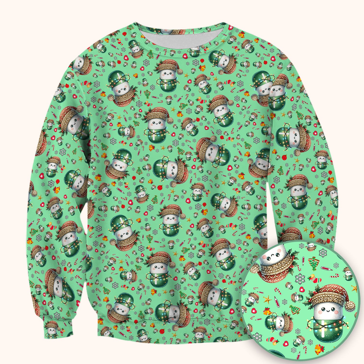 Pharmacy Tech Christmas Scrub Top – Cute Green Snowman Print Nurse Outfit – Funny Holiday Medical Uniform for Pharmacists