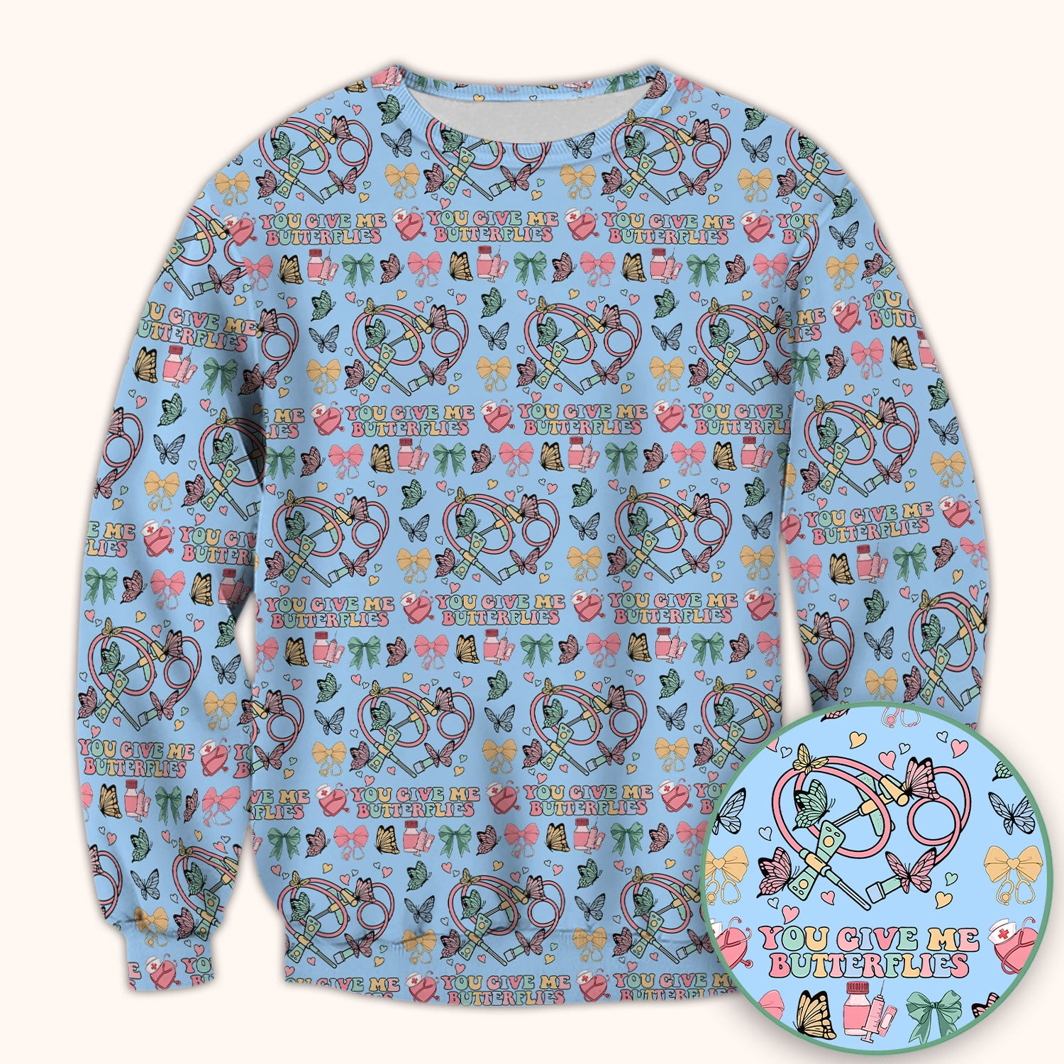 Butterfly Heart Valentine Medical Pattern Scrub Top, Comfortable Scrubs for Nurses