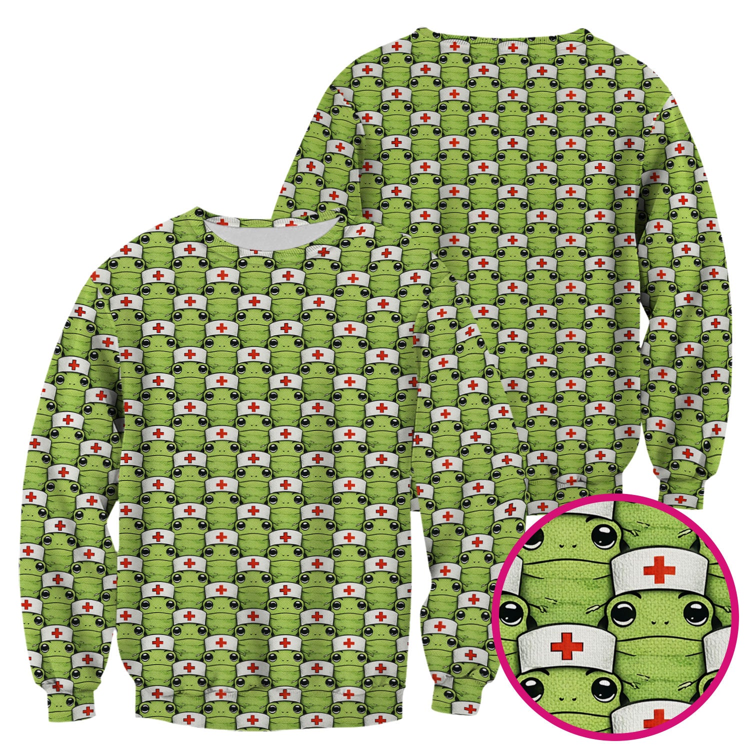 Funny Green Nurse Frog Scrub Top, Comfortable Scrubs for Nurses
