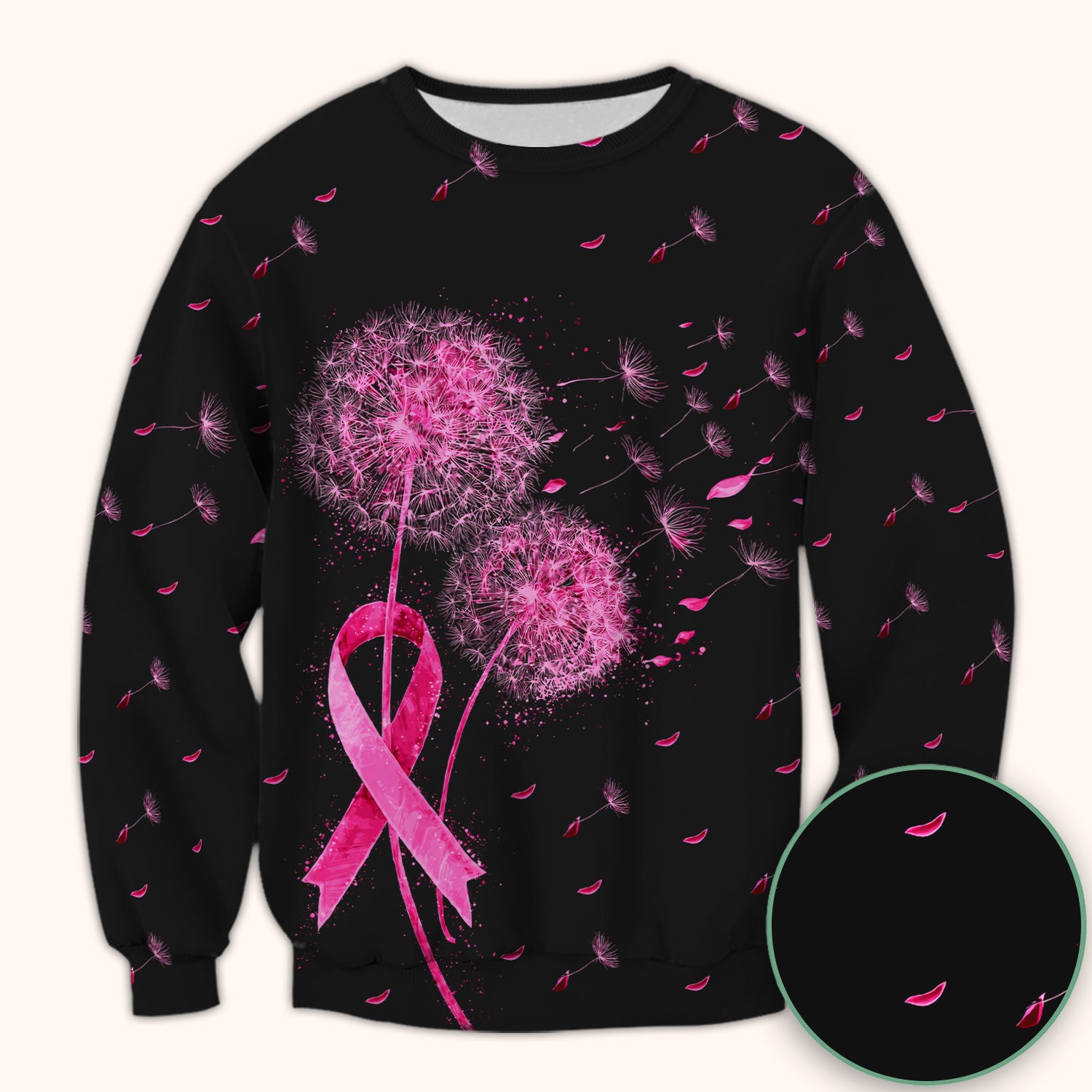 Meaningful Pink Ribbon Dandelion Scrub Top, Comfortable Scrubs for Nurses