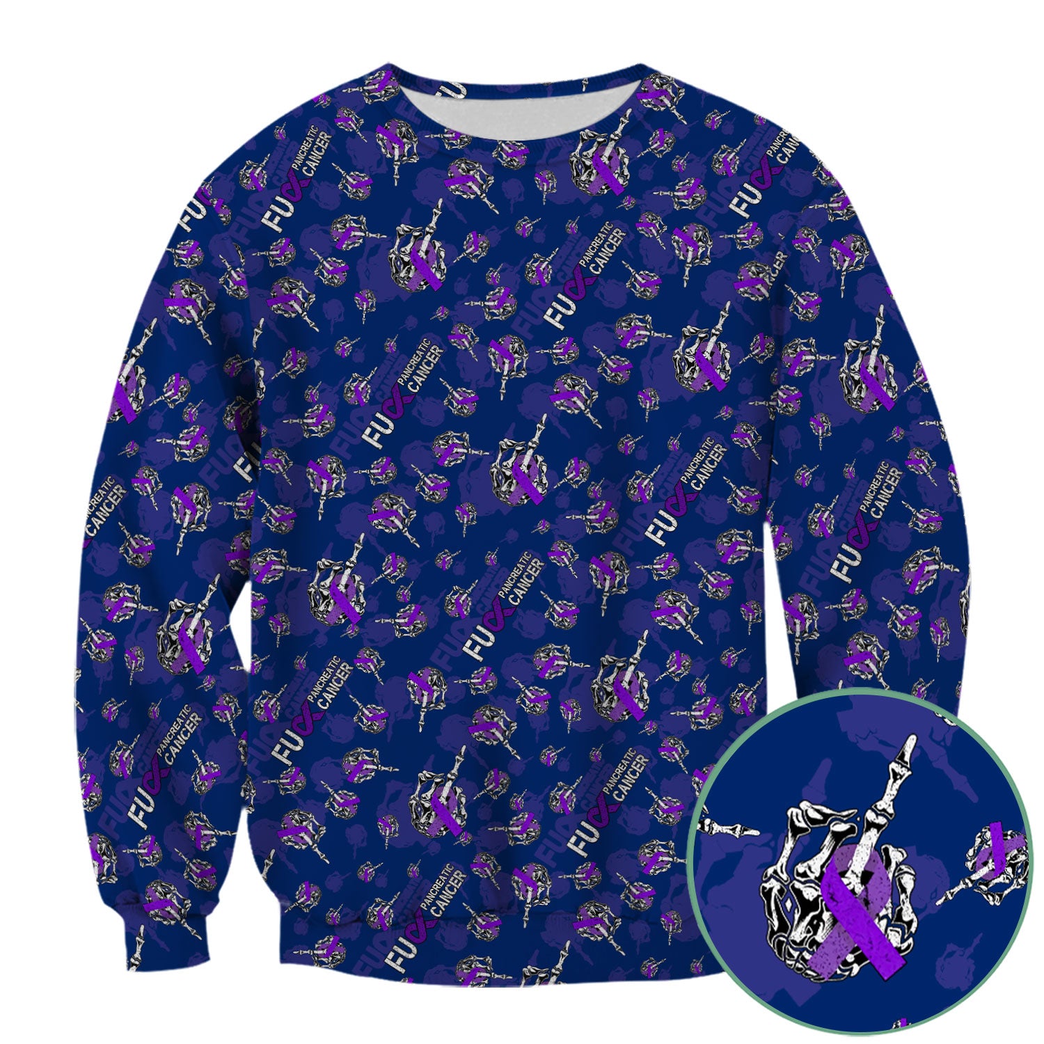 Pancreatic Cancer Awareness Scrub Top - Fuck Cancer Purple Ribbon Nurse Shirt - Strong Gift Idea for Survivors, Fighters & Supporters