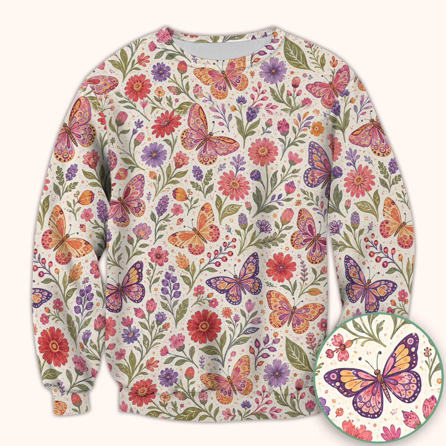 Floral Butterfly Pediatric Nurse Pattern Scrub Top, Comfortable Scrubs for Nurses